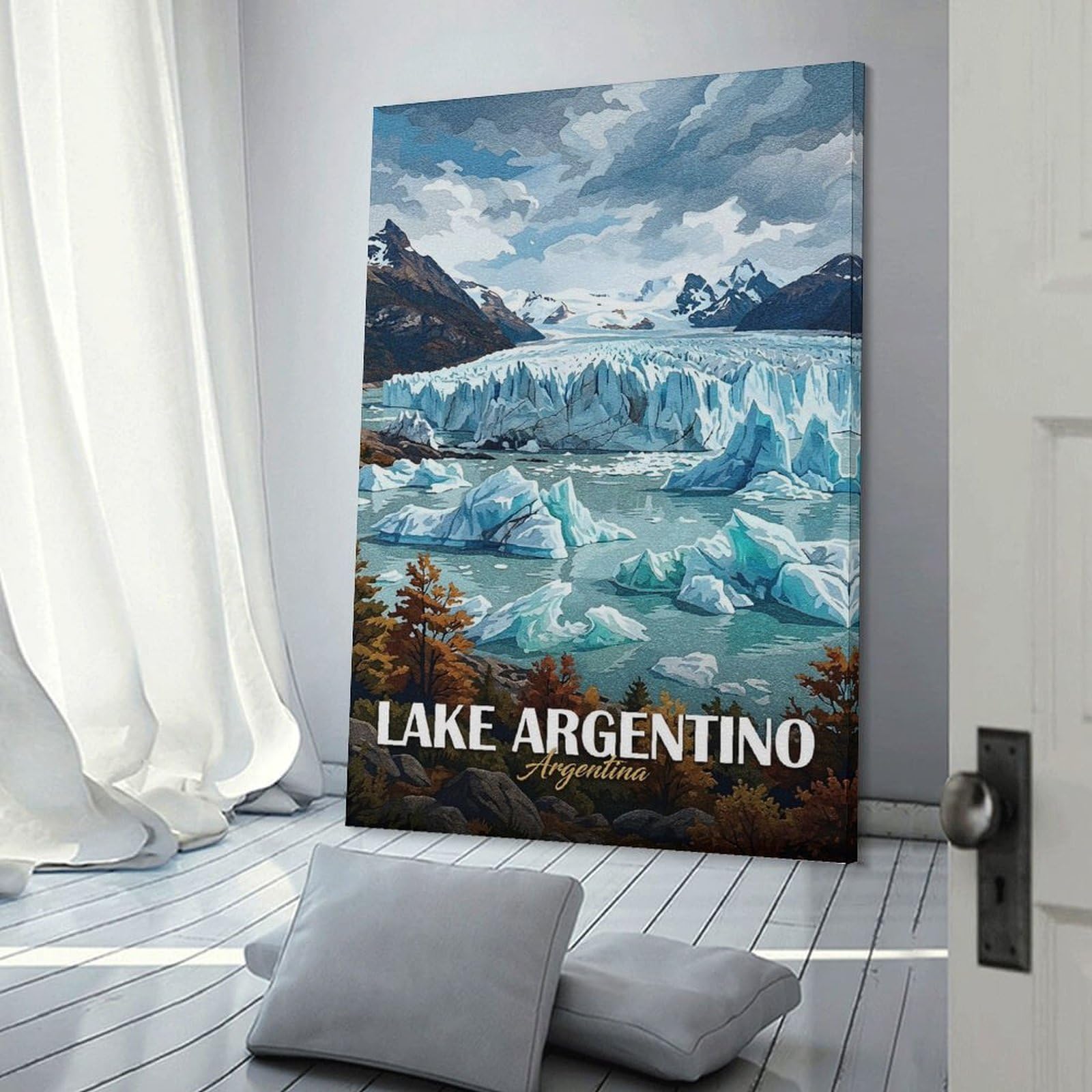 Junmoney Wall Picture Print Lake Argentino, Argentina Travel, 20x30inch(50x75cm), for Wall Displays, Bedrooms Or Room Updates, Wall Decor Suited to Curated Displays