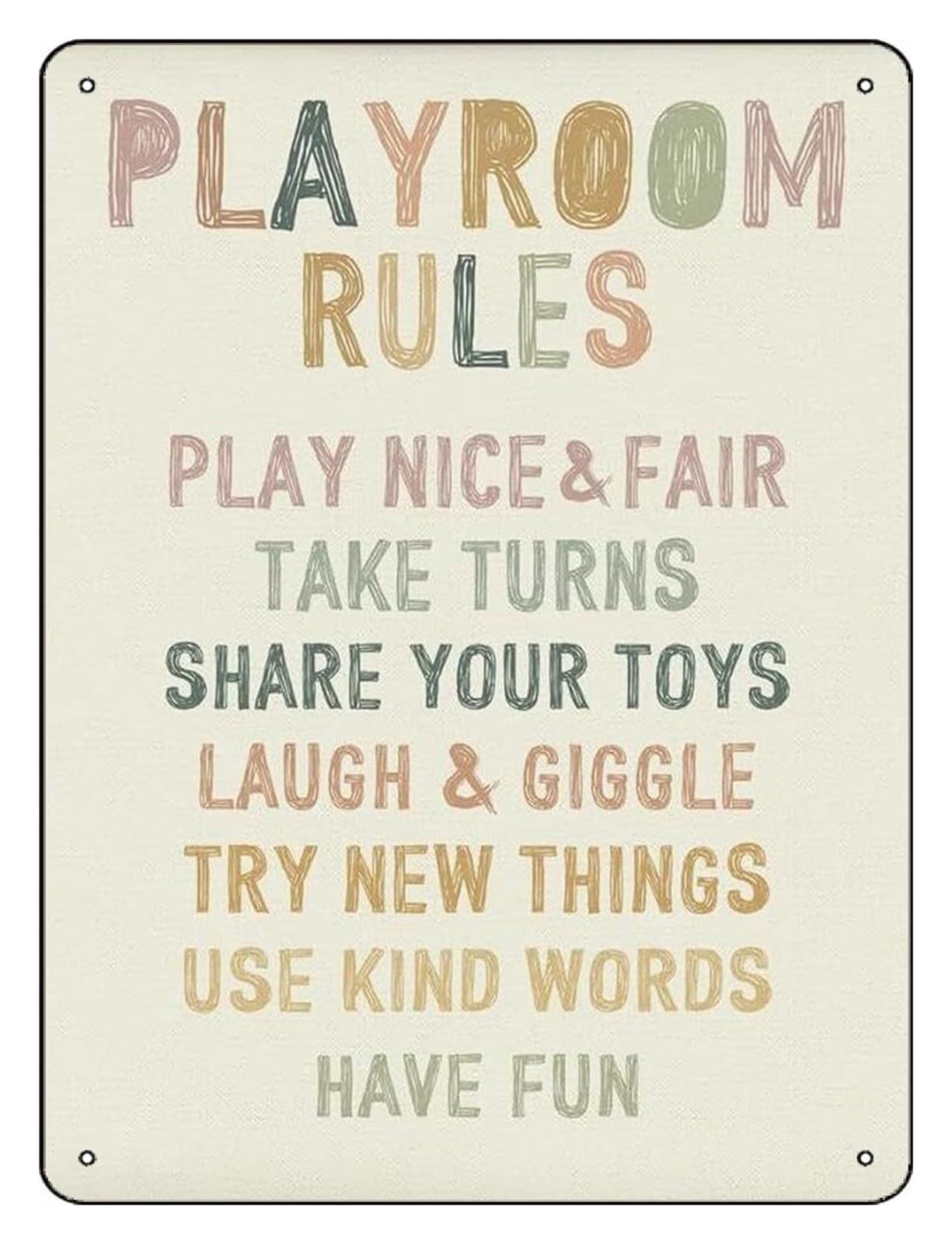 AUOQKQUT Classroom Rules Decor Metal Tin Sign Playroom Nursery Wall-Art Fun Room Rules for Behavior 8 X 12 inch
