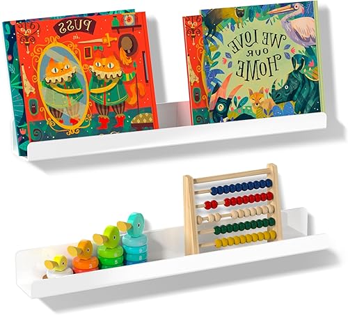 NiHome Estantes magnéticos de acrílico blanco para libros, paquete de 2, 17 pulgadas para pizarra blanca, aula y almacenamiento de refrigerador,