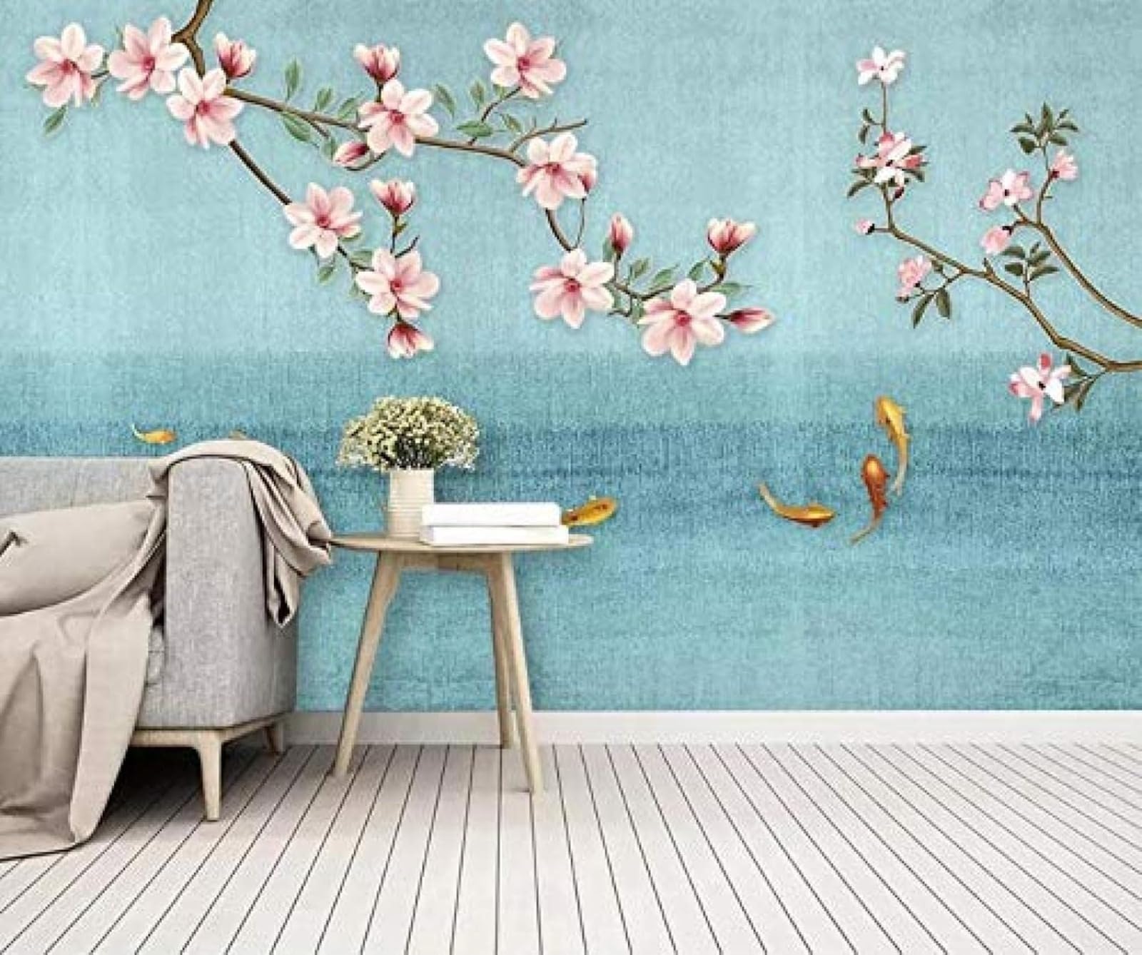 Paysage arbre en fleur 3D décoration murale pour un intérieur poétique