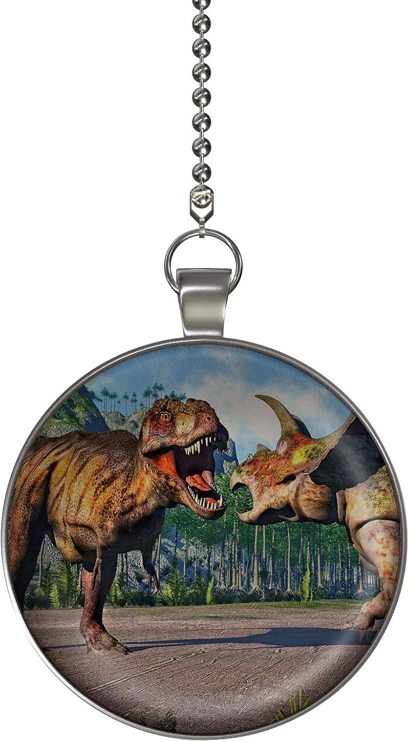 Dinosaur Battle Ceiling Fan/Light Pull Pendant with Chain