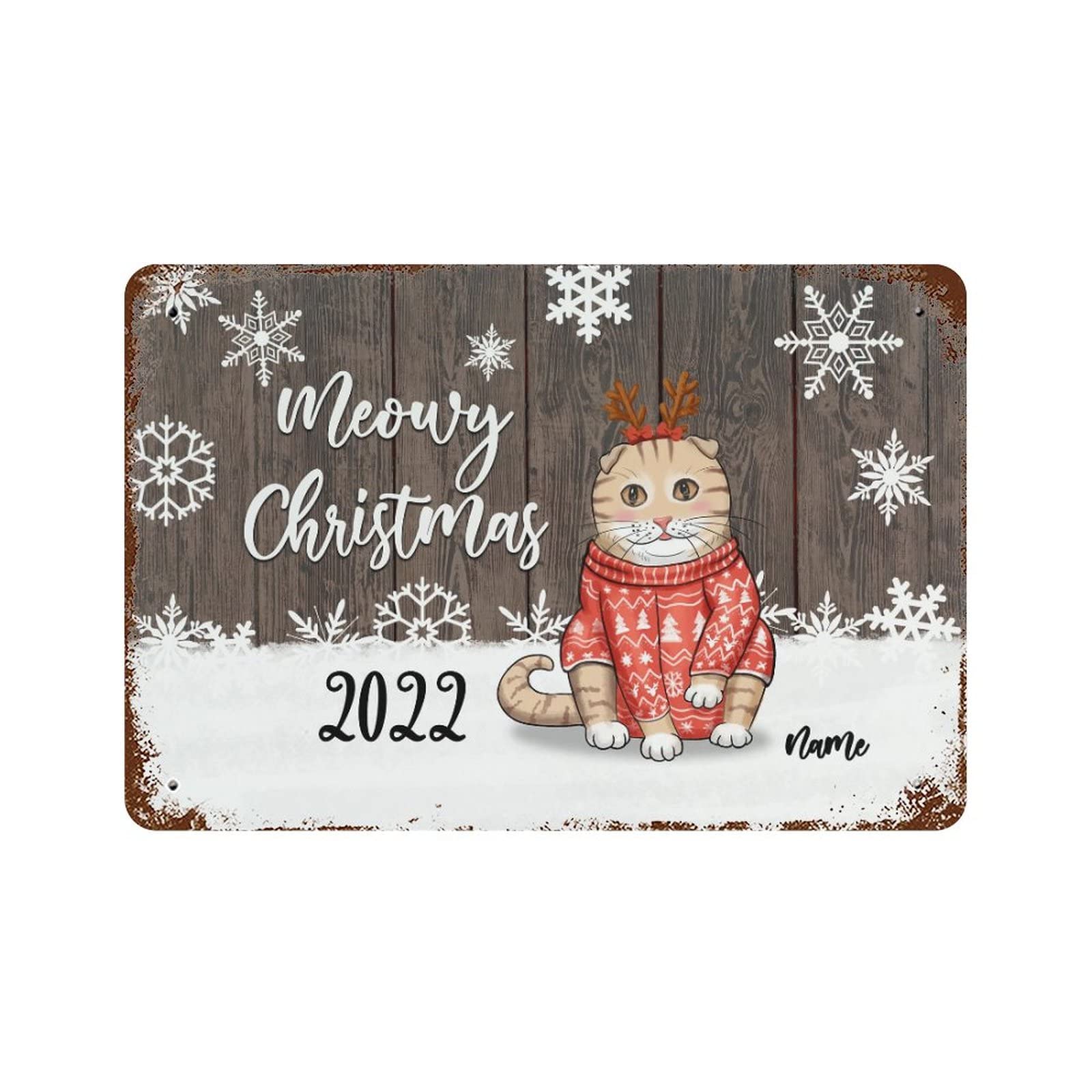 Panneau de Noël personnalisé avec chats, une idée cadeau vintage pour intérieur et extérieur
