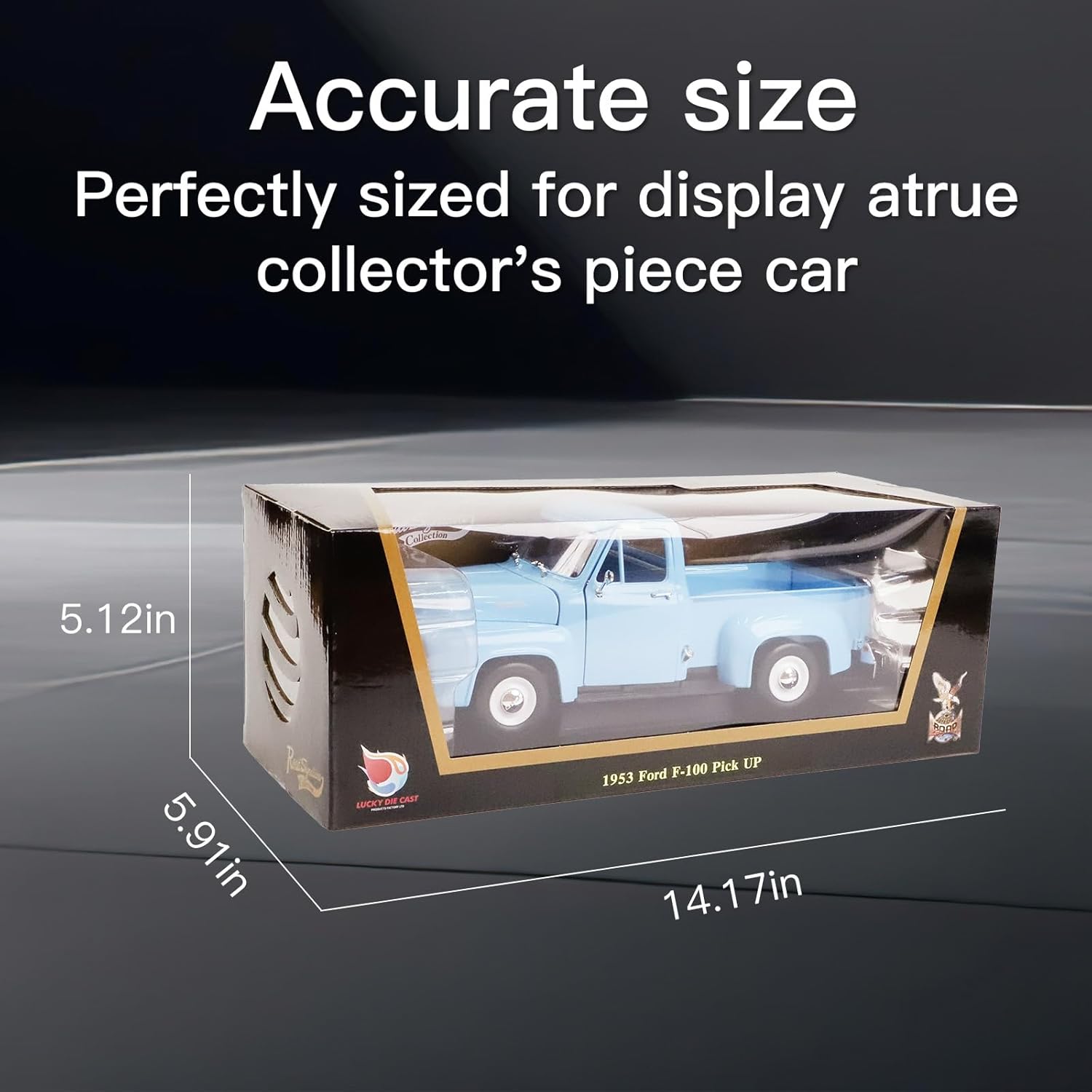 1953 Ford F-100 Pickup 1:18 Diecast Model - Iconic Driverised Classic with Curved Windshield, Opening Doors & Functional Steering Wheel, Premium Gift Box for Collectors, 14+,Wathet - Image 7