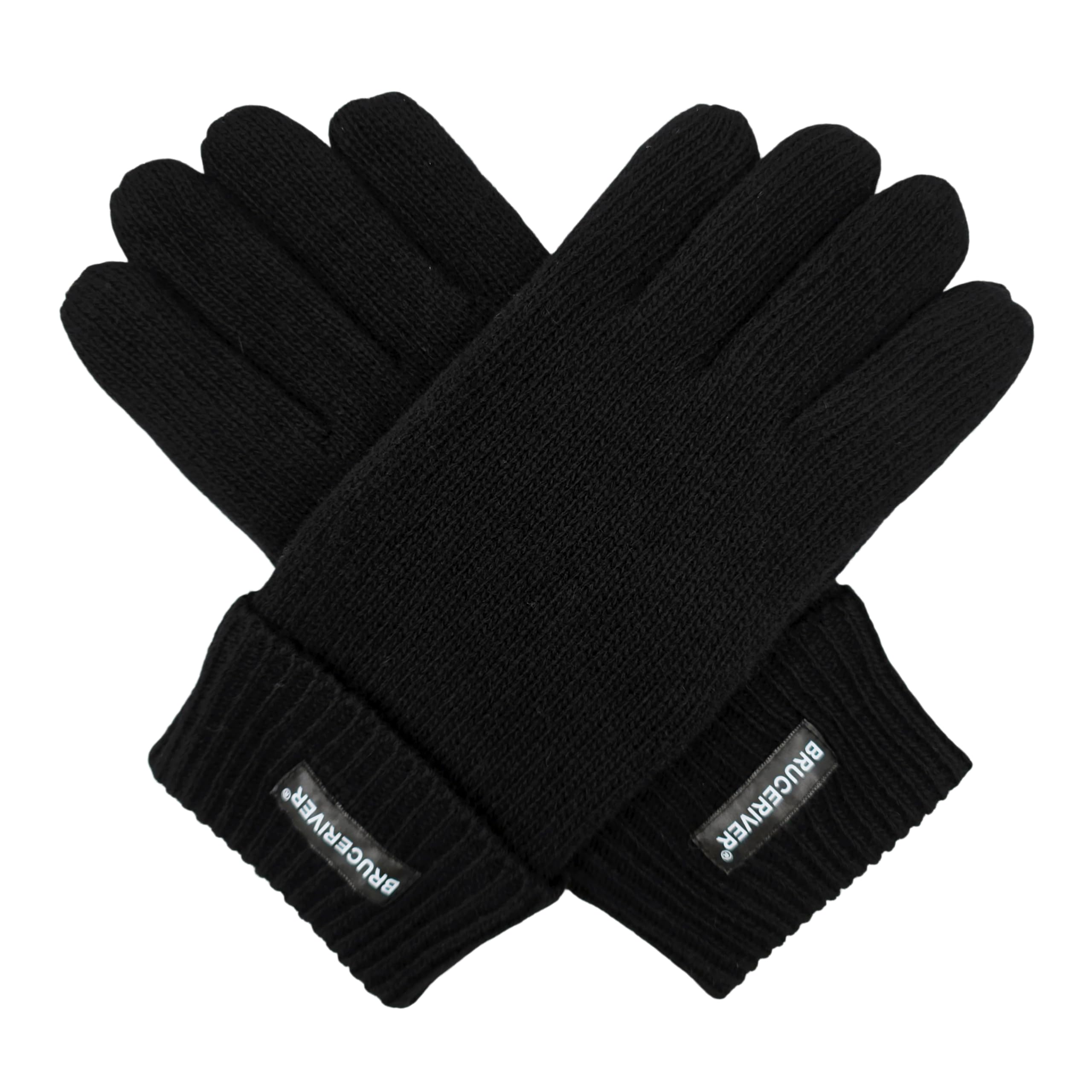 BRUCERIVER Men's Pure Wool Knitted Gloves