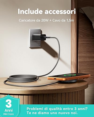 Miniatura 6 de INIU Cargador inalámbrico magnético certificado Qi2, almohadilla de carga inalámbrica rápida compatible con MagSafe de 15 W con ventilador