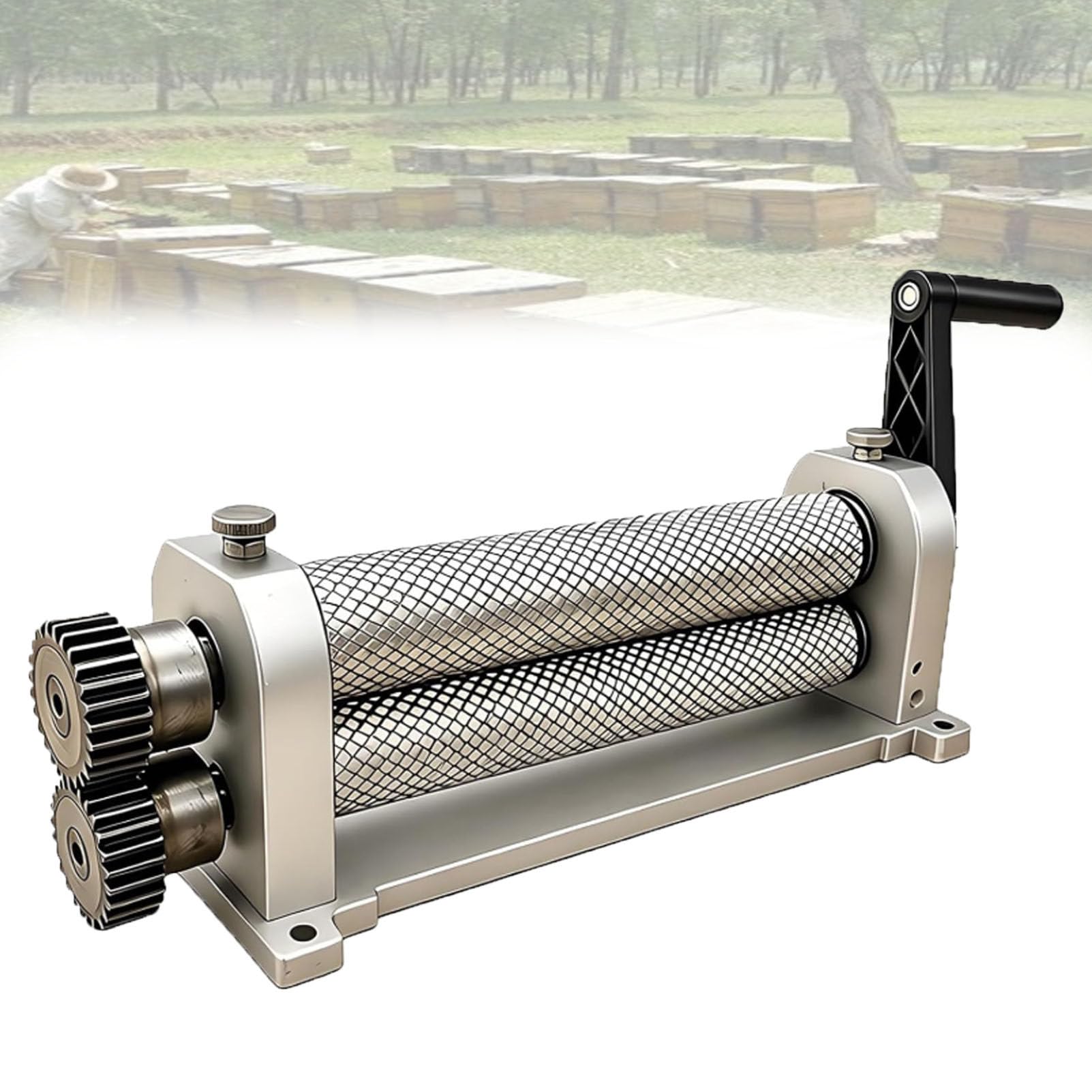 Pfps 280mm Manual Beeswax Comb Foundation Roller Mill, Portable Bee Wax Sheet Press, Aluminum Alloy, Includes 4.9/5.1/5.4mm Cell Rollers for Honeycomb Production 4.9mm