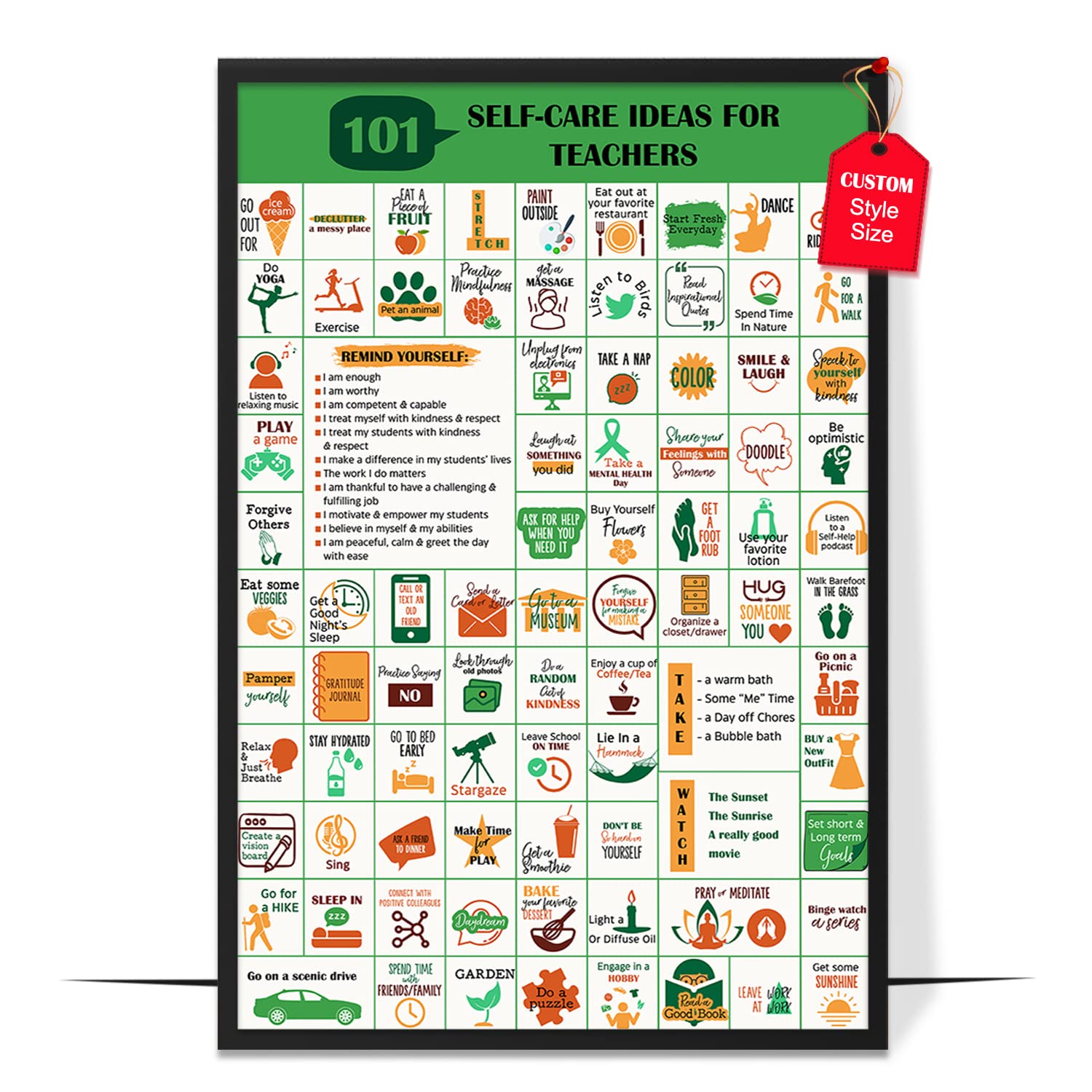 Amazon.com: LOLUIS 101 Self-Care Ideas Poster For Teachers, Self Care Coping  Skill Poster, Mental Health Poster for Kids Teens (Custom Style & Size, 2.7  101 Self-Care Ideas): Posters & Prints