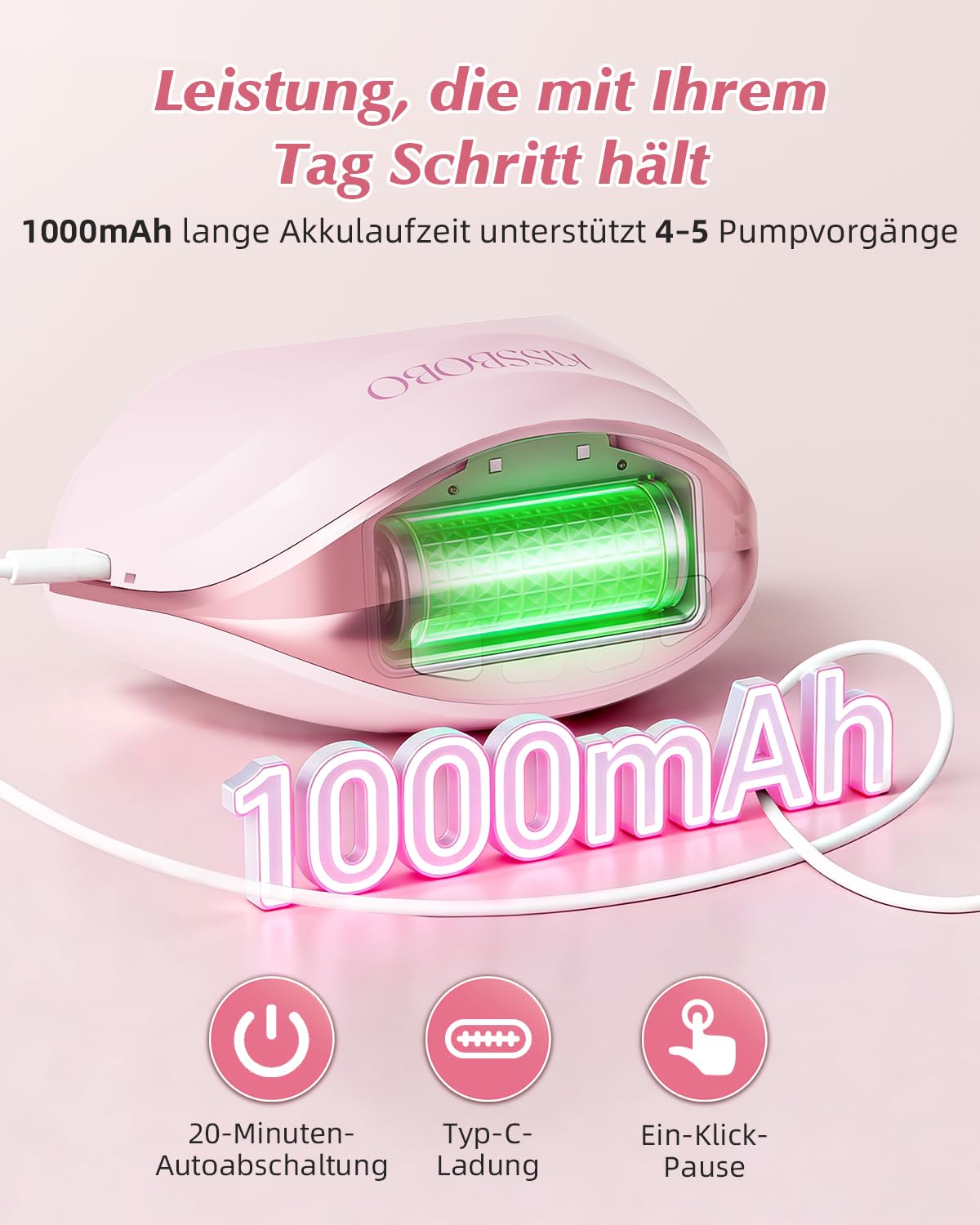 KISSBOBO Milchpumpe Elektrisch freihändig, tragbar, 3 Modi 8 Stufen | 50mm ultra dünn, leise und tragbar für diskretes Abpumpen zu Hause oder unterwegs(Beige 2Stück)