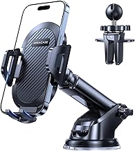 Miracase Mobile Car Holder [Sturdy and Safe] 3 in 1 Universal Telemovel Car Dashboard Holder & Windscreen & Ventilation, Compatible with iPhone 16 15 14 13 12 11 Pro MAX XS XR X, Android