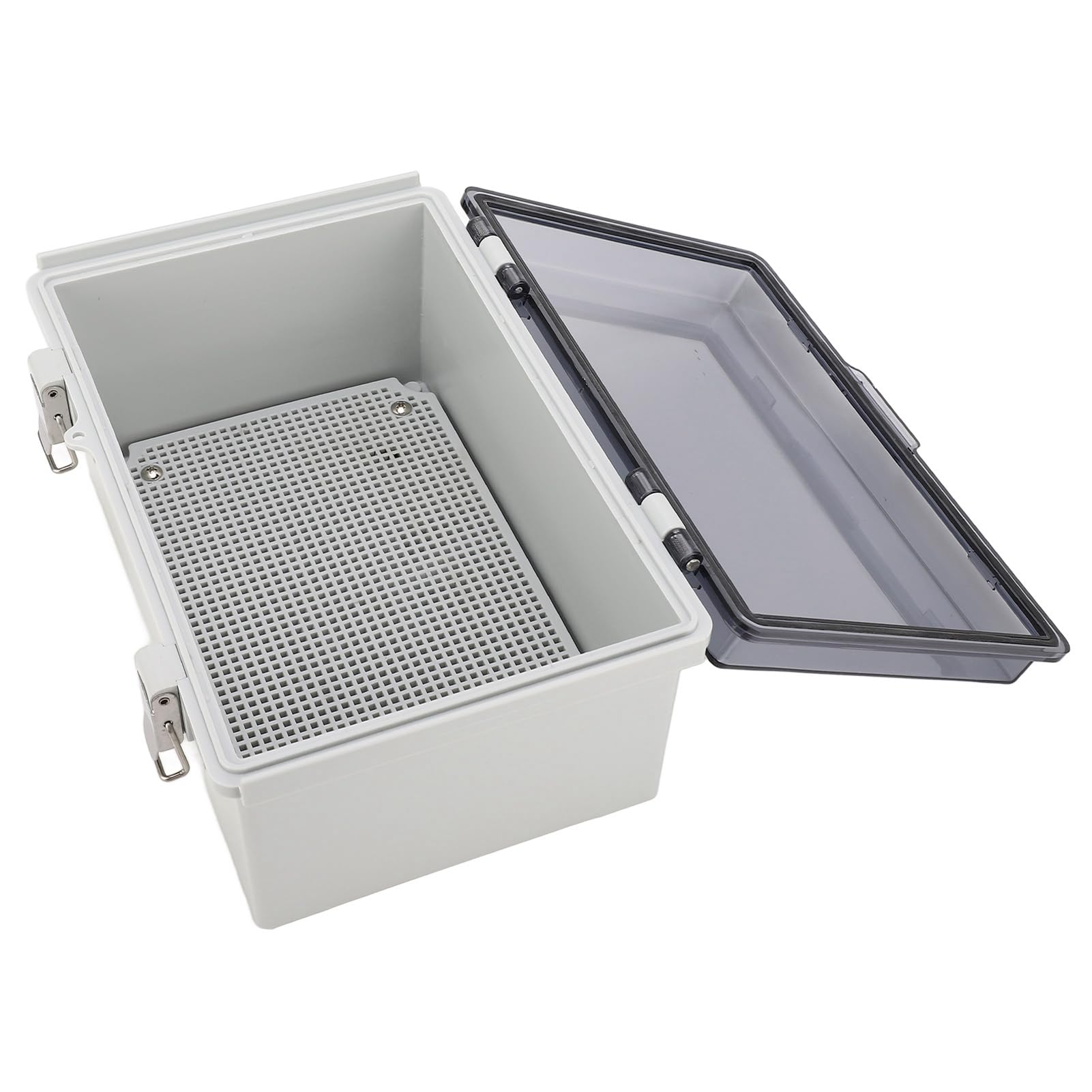 Abzweigdose mit transparenter Abdeckung, elektrisches Gehäuse aus ABS-Kunststoff, Verteilerkasten mit Schutzart IP67, mit Klappdeckel und Edelstahlschnalle, für den Innen- und