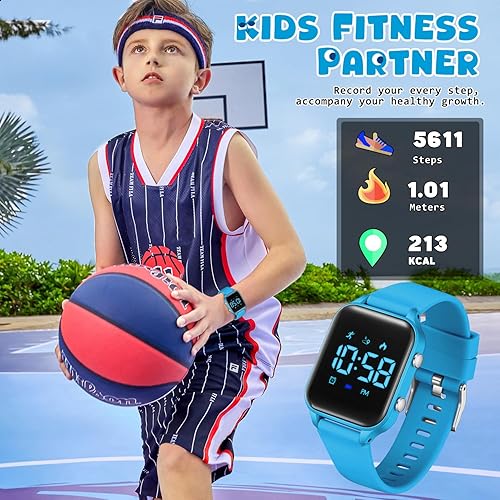 Miniatura 3 de Relojes digitales para niños y niñas, reloj deportivo con rastreador de fitness, podómetro, alarmas, cronómetro, no necesita aplicación, reloj