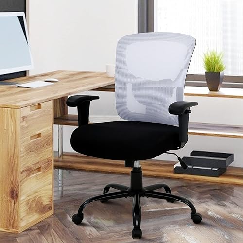 Silla de oficina grande y alta, silla de computadora de alta resistencia, silla de escritorio de 400 libras, con soporte lumbar, ergonómica,