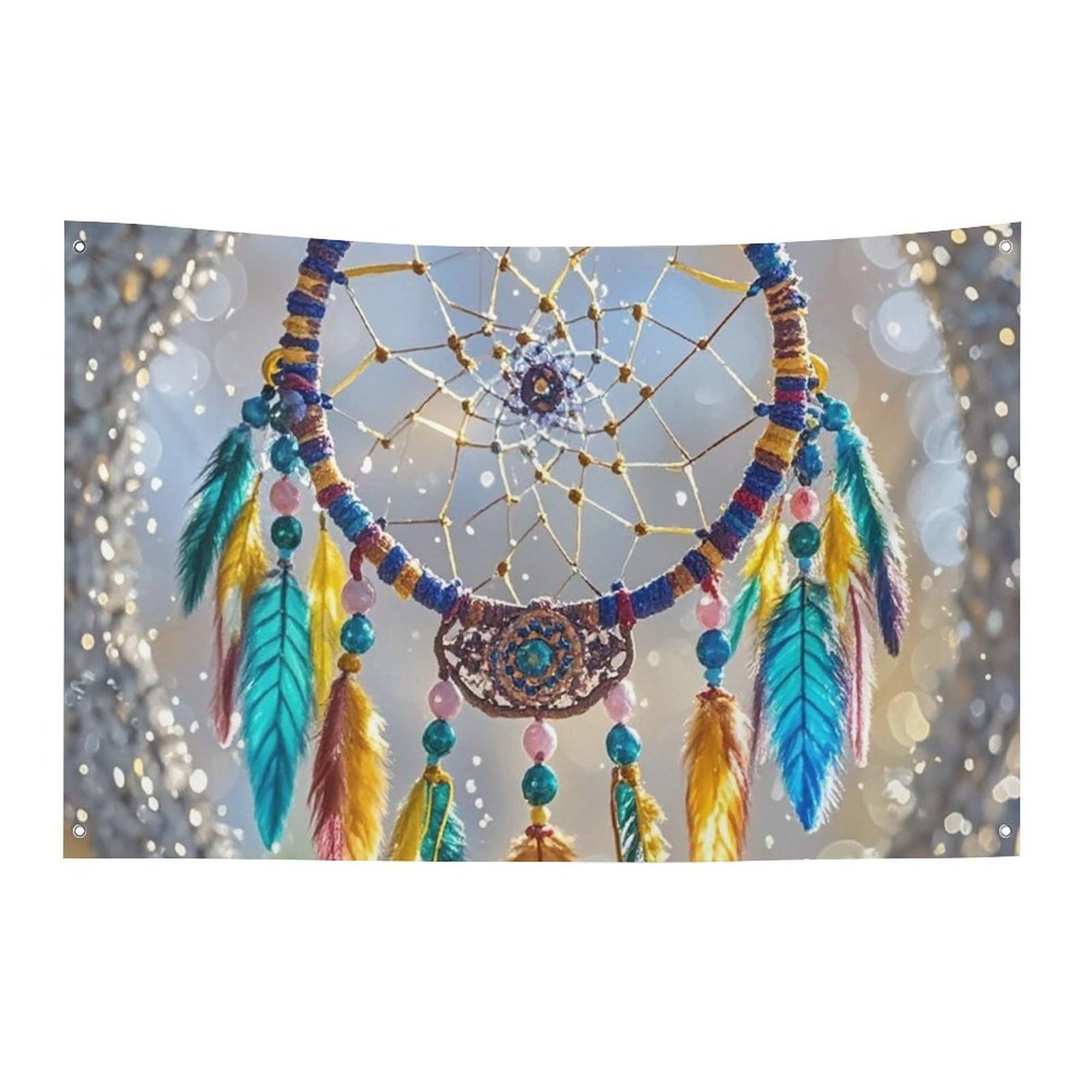 Welcome Banner Cherry Dream Catcher Party Flag Photography Backdrop Background Flags Decoration Birthday Party Wall Decor Sign Photo Props Flag Banner for Garden Fence Decor 35x59 in