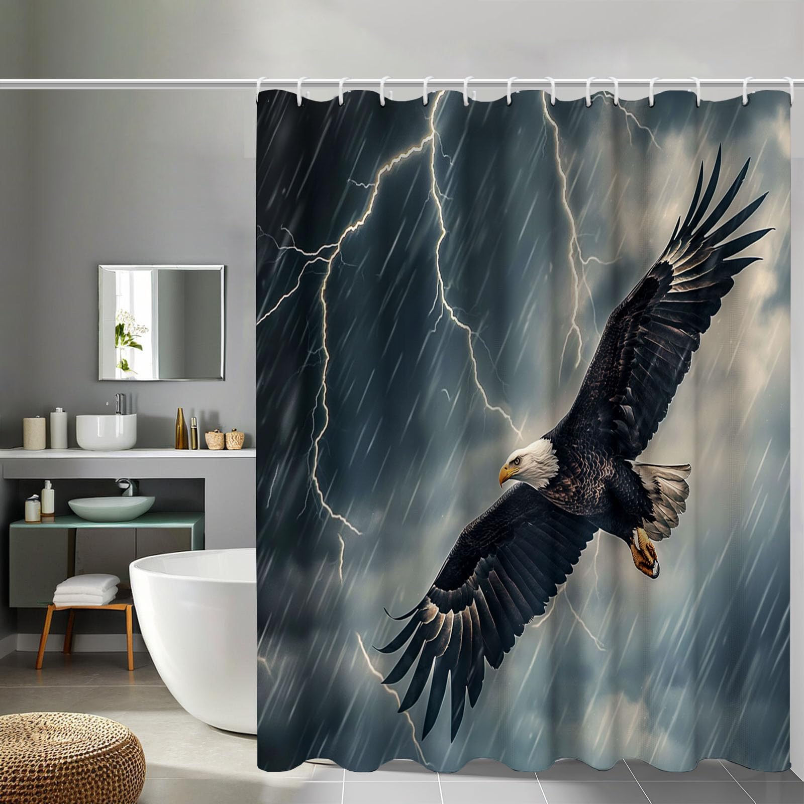 Rideau de douche dessin animé aigle pour égayer les bains des enfants dans la baignoire