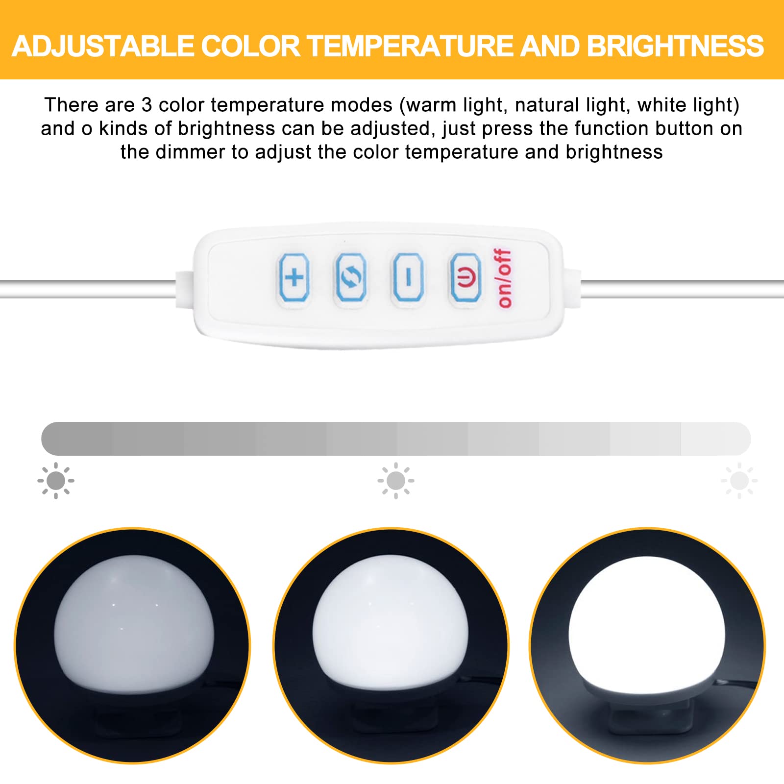 YOYIAG LED Vanity Mirror Lights: Vanity Lights for Mirror with 12 Dimmable Led Light Bulbs 3 Color Modes - Image 3