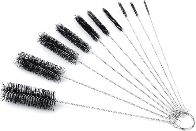 10 Piece Bottle Cleaning Brushes Nylon Brush Tube Brush Kettle Spout Brush Bottle Pipe Cleaner Set for Bottle Teapot Nozzle Glasses Straw Cleaning, Updated Version with Protective Cap
