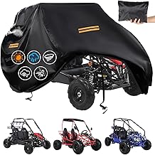 Large Go Kart Covers Waterproof,Heavy Duty 420D 2 Seater Go Kart Cover,Go Kart Accessories with Air Vent,4 Reflective Handles,2 Windproof Buckles,for Most 2-Seater Go-Kart Models