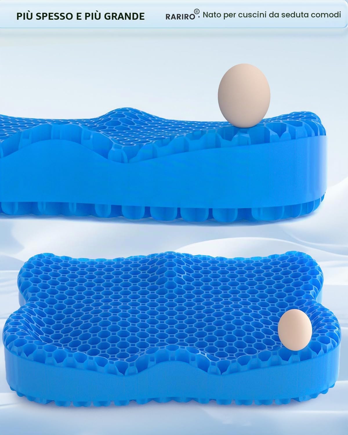 Cuscino per Sedile in Gel, Extra 50 cm di Cuscini per Sedile di Sedia a Rotelle, Cuscini Morbidi per Auto, Sedia da Ufficio per Sollievo dal Dolore al Coccige e Sciatica, Cuscino Ergonomico
