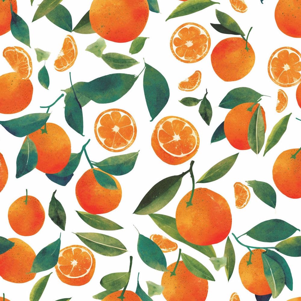 Jiaoqss F Removable Wallpaper Watercolor Orange Stick On Wallpaper Citrus Orange Trees Ruits Removable Living Room Bedroom Thicken Vinyl Wrap Or Urniture Sticky Back Wallpaper