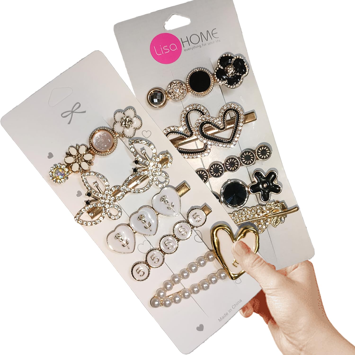 TEMPERIA (2 Pack – 10 Clips) Hair Accessories for Women & Girls -Latest Korean Style Fancy Hair Clips, Clutcher & Pins – Stylish & Cute Birthday Gift Items Metal Hairclip (Random Colors & Designs) (MN03)