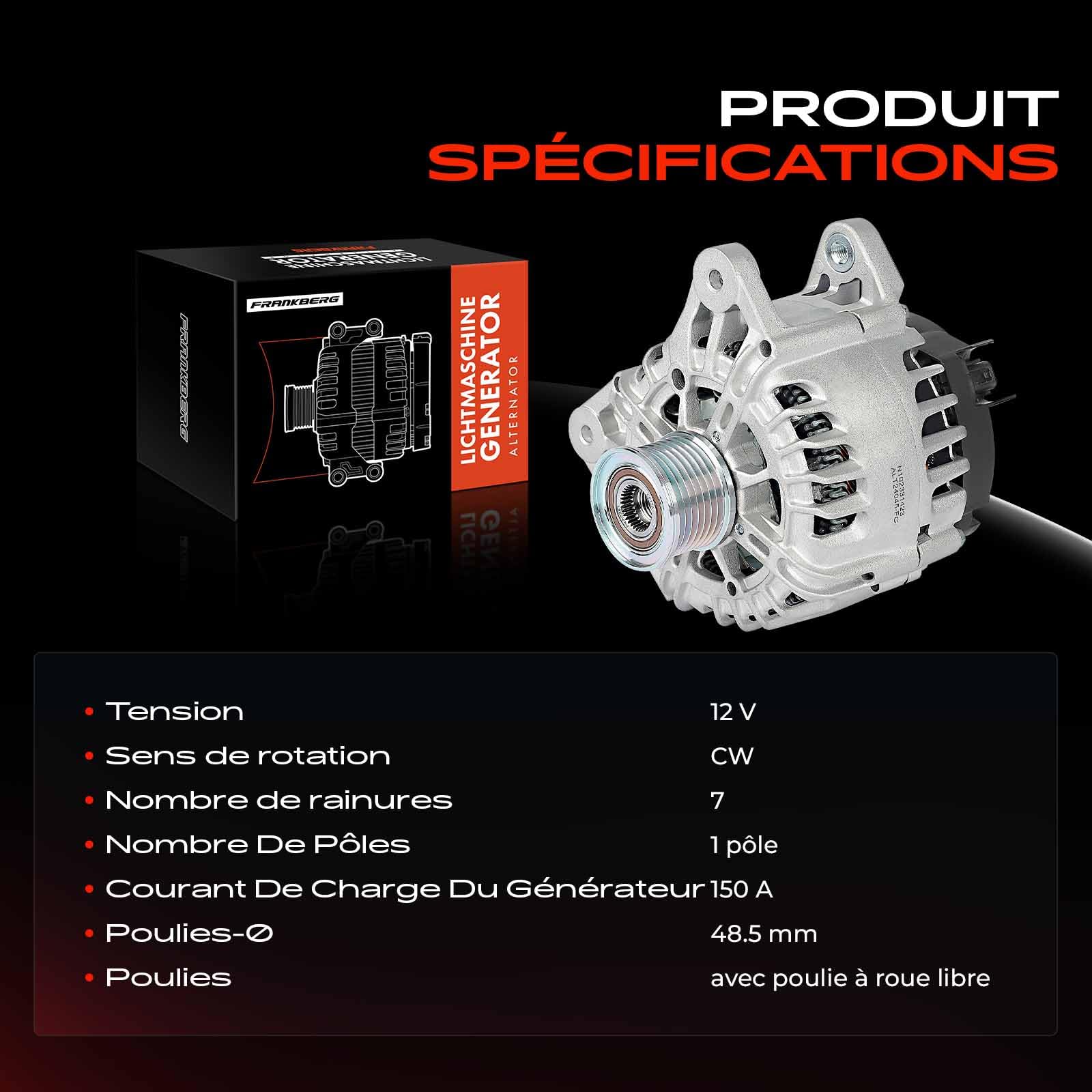 Frankberg Générateur alternateur FG15T030 | FG15T030; Compatible avec: Scénic III JZ0/1, M.e.g.a.n.e IV Hatchback B9A/M/N, Grand Scénic III JZ0/1