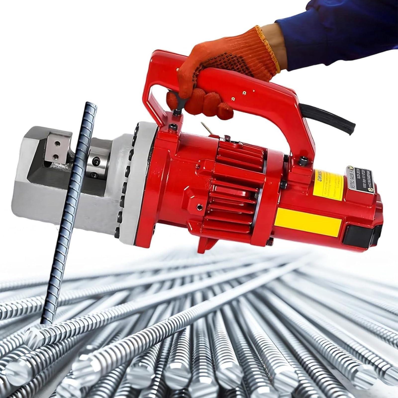 LHUITUI Electric Hydraulic Cutter, Portable Rebar Cutter Electric, Electric Hydraulic Rebar Cutter, One-Touch Operation, 1250W / 1700W, Hydraulic Drive, For Construction And Factory Use Red-1250W