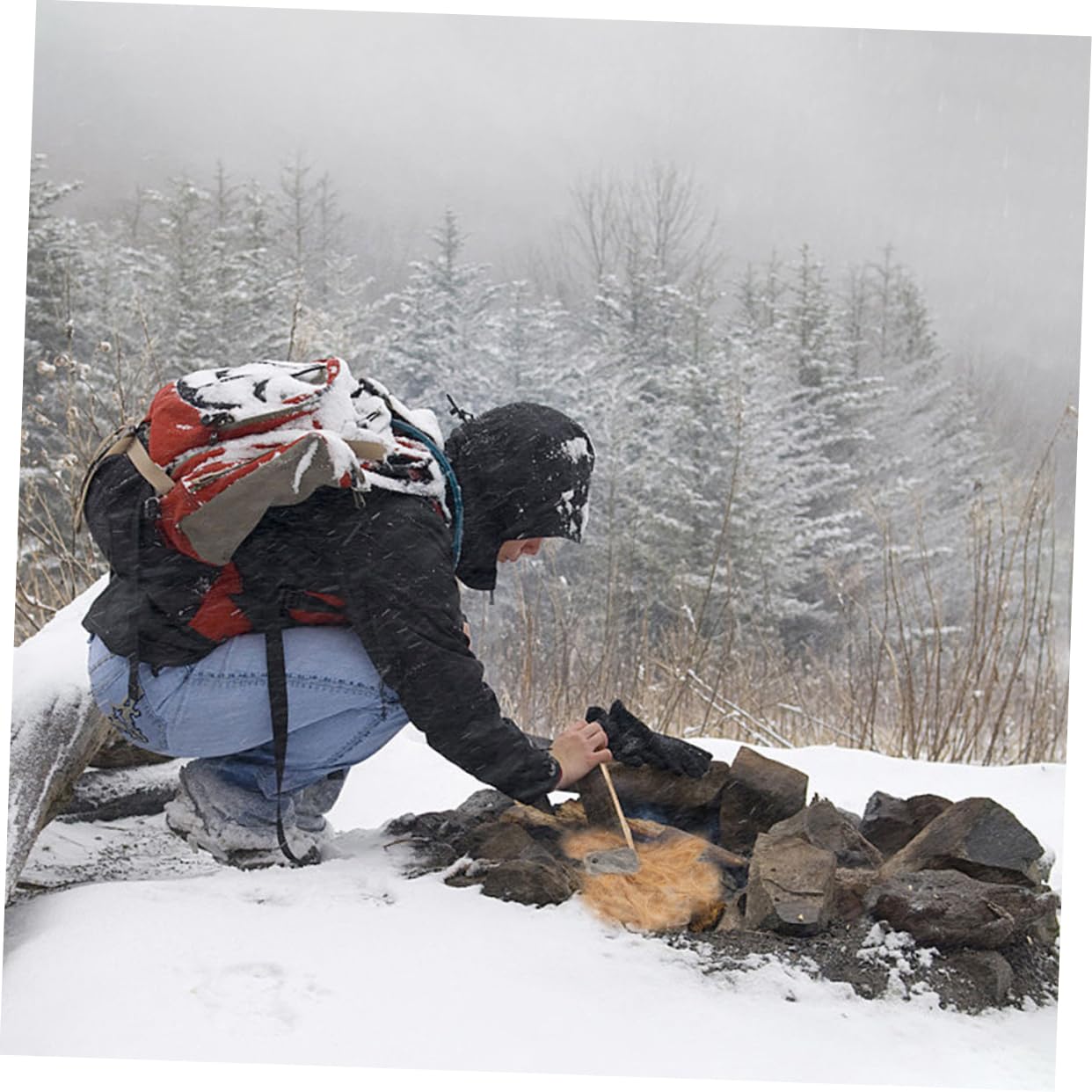 GOOHOCHY 4-Pack Jute Silk Fire Camping Fire Starter Tool for Emergency Outdoor Survival