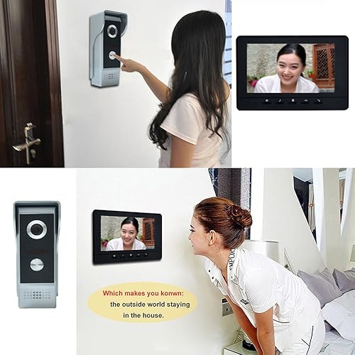 Miniatura 2 de Sistema de intercomunicador de vídeo con cable, timbre de puerta de vídeo de 7 pulgadas, sistema de teléfono de puerta, kits de cámara HD con