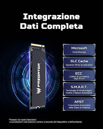 Acer Predator GM9000 1TB SSD, PCIe Gen5x4 NVMe M.2 SSD, Up to 14,000MB/s, Microsoft DirectStorage, SLC + DRAM Cache, PCIe 5.0 Internal Solid State Drive, Compatible with Desktops Laptop PC AI Work - 7