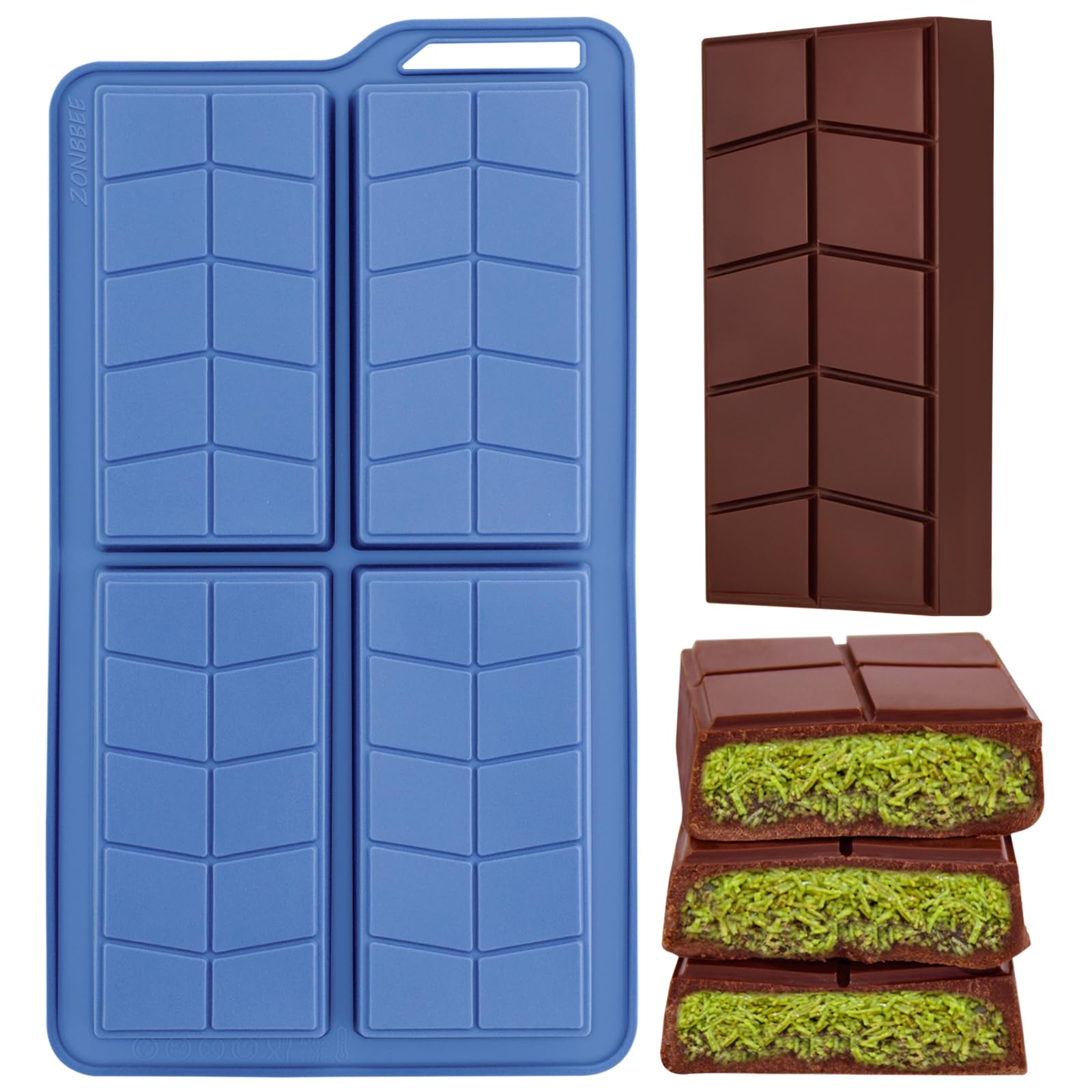 2 Sets Chocolate Bar Mold 0.82inch Deep,Dubai Silicone Chocolate Molds-B4