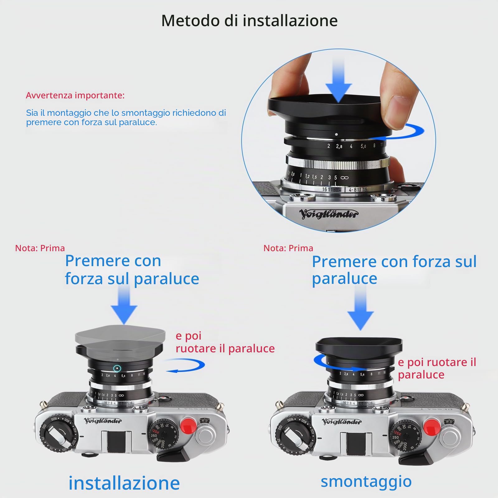 Haoge LH-VM13P - Paraluce quadrato a baionetta, in metallo, con foro di uscita, progettato per Voigtlander 35 mm f2 1:2/35 ULTRON LH-12