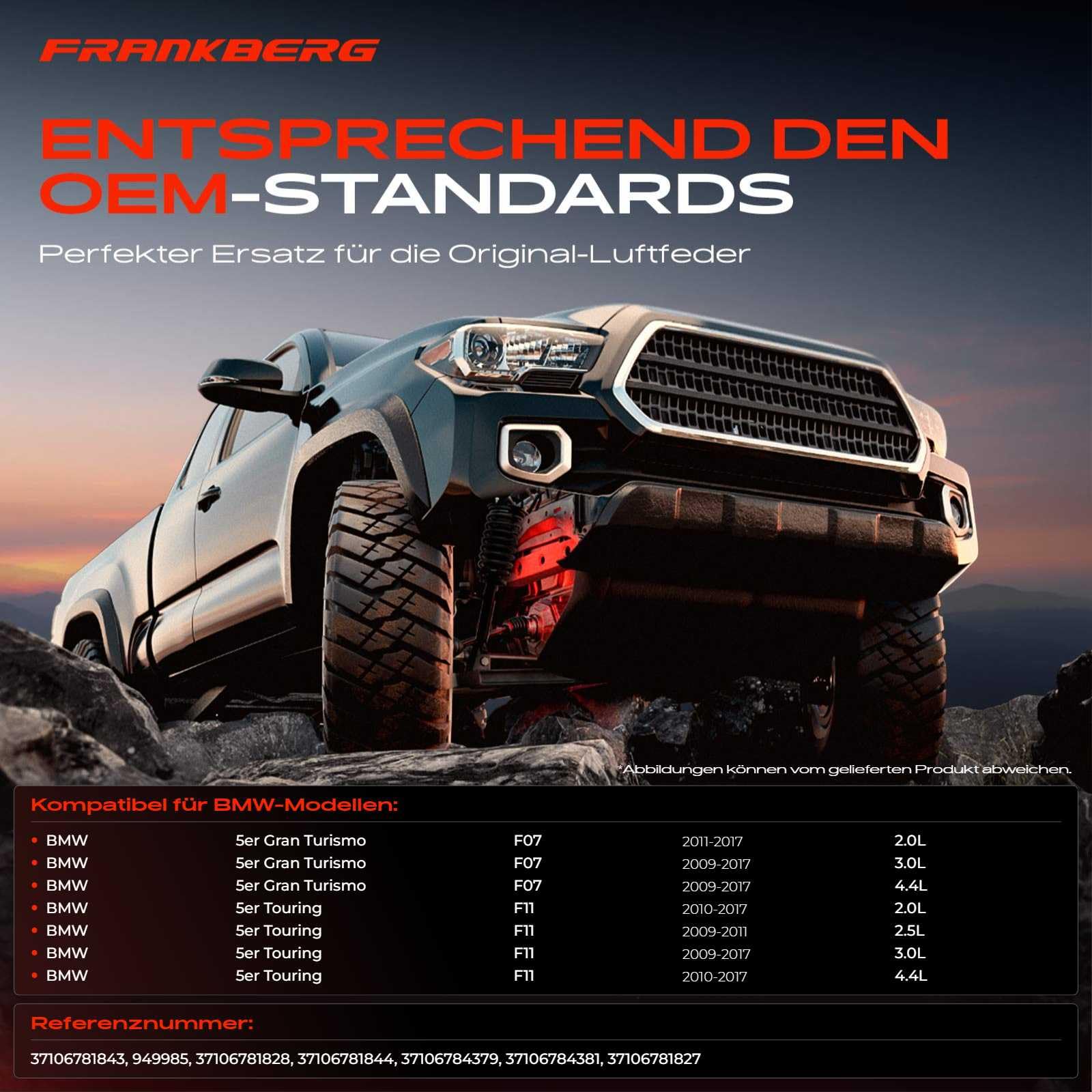 Frankberg Luftfederung Hinterachse Kompatibel mit 5er Gran Turismo F07 520 528 530 535 550 2009-2017 5er Touring F11 518 520 523 525 528 530 535 550 2009-2017