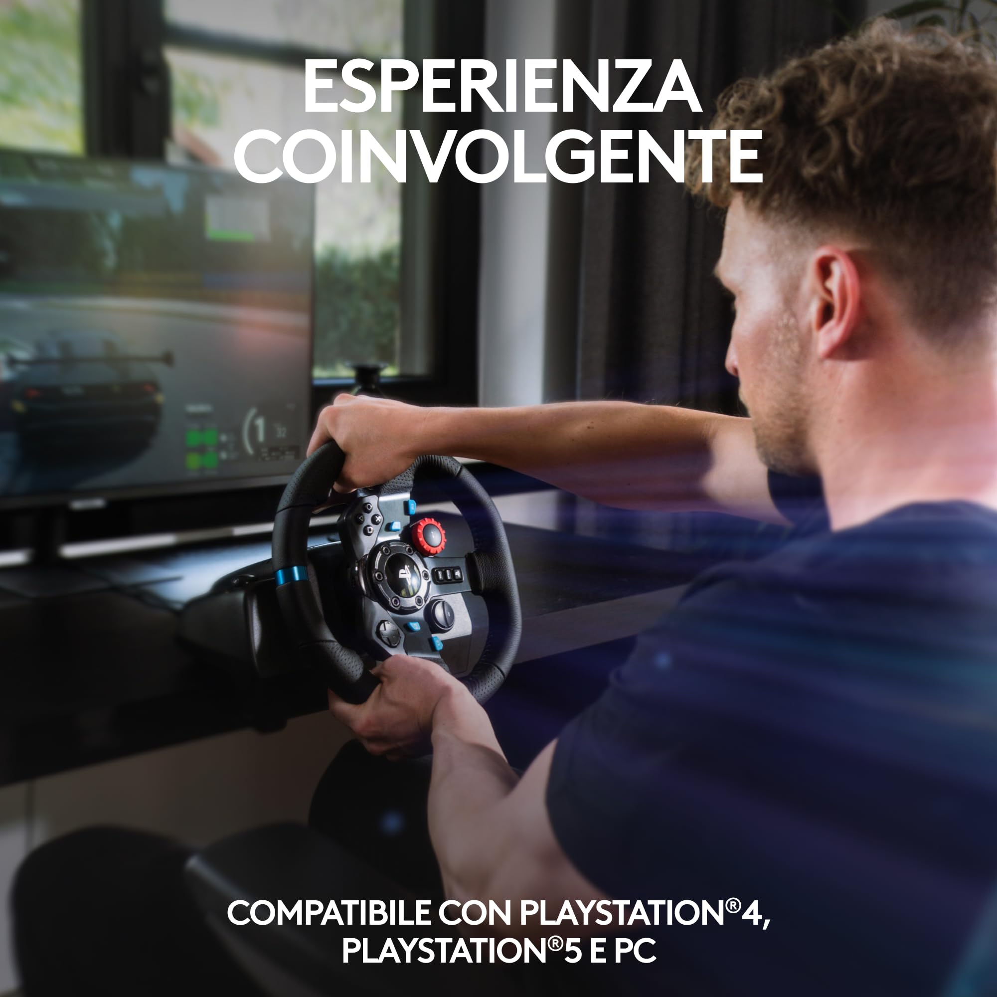 Logitech G G29 Driving Force volante e pedali per PS & PC (Spina UK) | Spina di alimentazione britannica - Nero