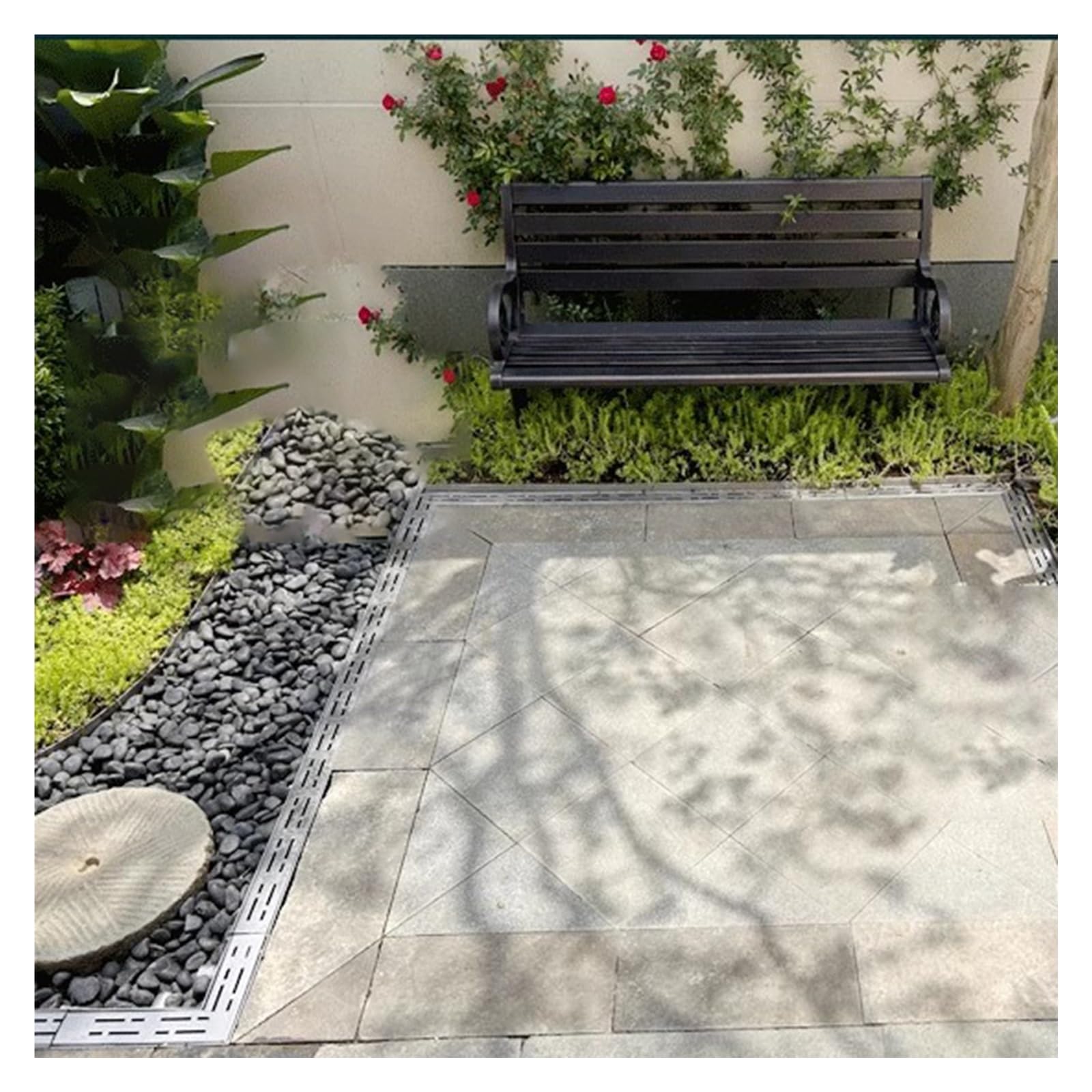 Canal Drenaje para terraza Piscina, Kit de Drenaje de Canal Acero Inoxidable, Paquete 2 Cubiertas canaleta para jardín, acera y estacionamiento(100 * 15 * 4cm)