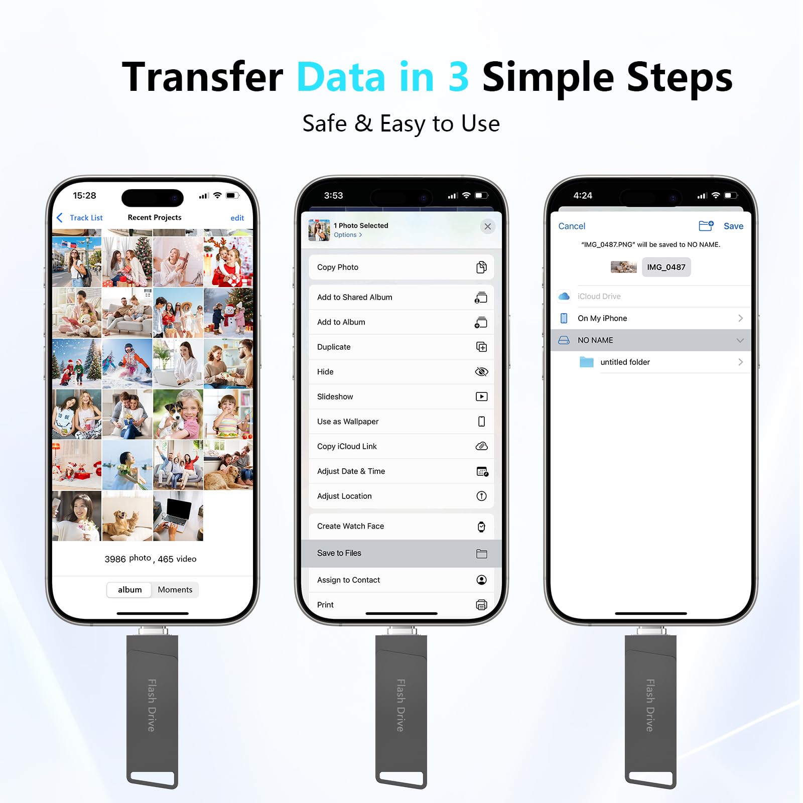 Levida Chiavetta USB per Phone 256GB,Senza APP Chiavetta USB-C,Pendrive USB 3.0，3 in 1 Memoria Esterna,USB Stick per IOS,OTG Android,Smartphone,Mac,Pad(Nero)