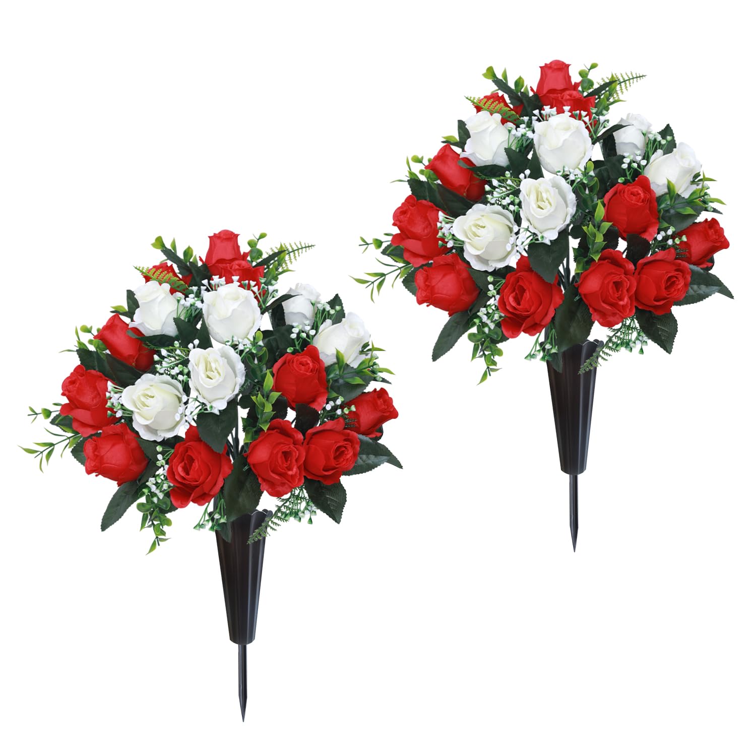 Fleurs de cimetière artificielles avec vase pour embellir les tombes