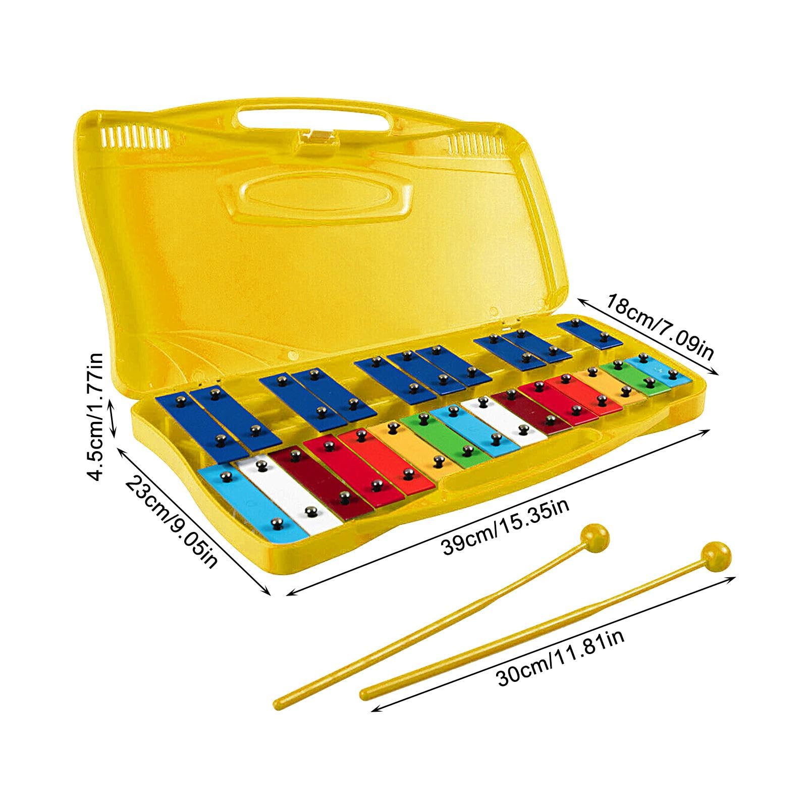 Generico Glockenspiel per Bambini in Metallo, Professionale, in Metallo da 25 Note per Bambini, Strumento di Illuminazione Musicale in Materiale di Alluminio per Pasqua, Ringraziamento, Vacanze