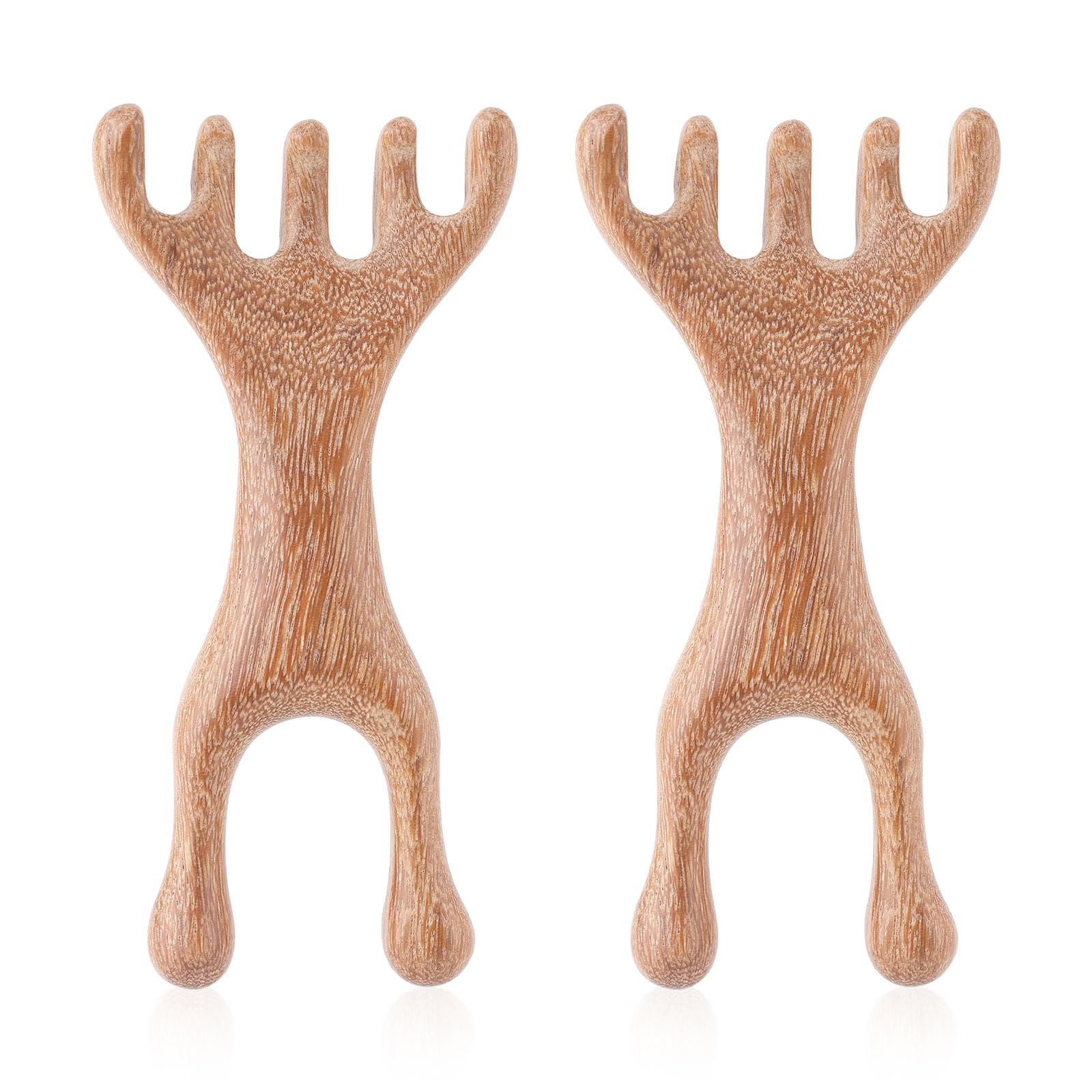 BOXOB 2pcs Wooden Head Scalp Massager Portable Scalp Wood Comb Hair Scratcher Massage Tool for Relaxation Hair Growth