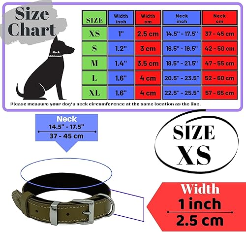 Miniatura 2 de Collar de perro de cuero curtido vegetal para perros grandes, collares de perro resistentes y de diseño de lujo (L 1.6 pulgadas de ancho para 20.5 a