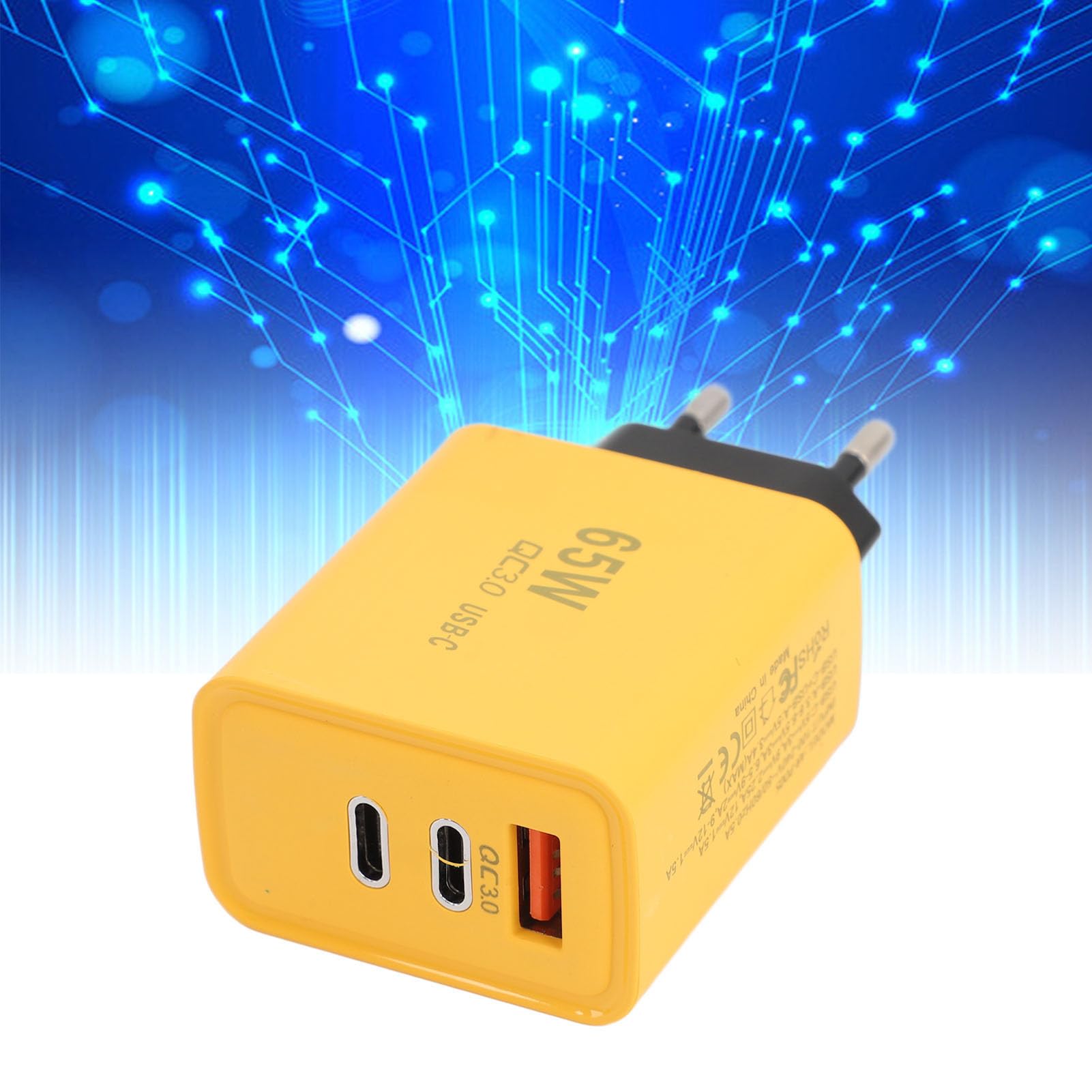 Szybka ładowarka Wtyczka USB C, 3-portowa Wtyczka ładowania USB C Zasilacz 65 W Typu C Ładowarka ścienna USB C do S23, do Telefonów z Serii IOS 15/14/13/12, do MacBooka