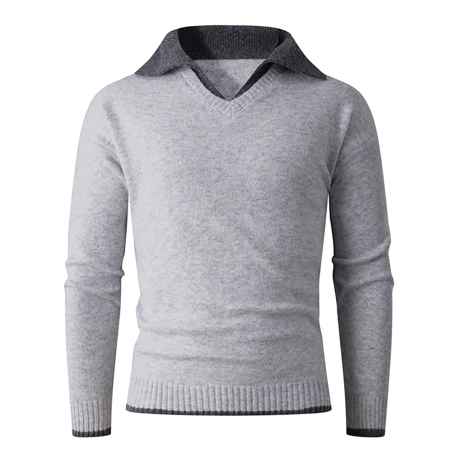 Suéter de punto premium de dos piezas con cuello en V liso 5