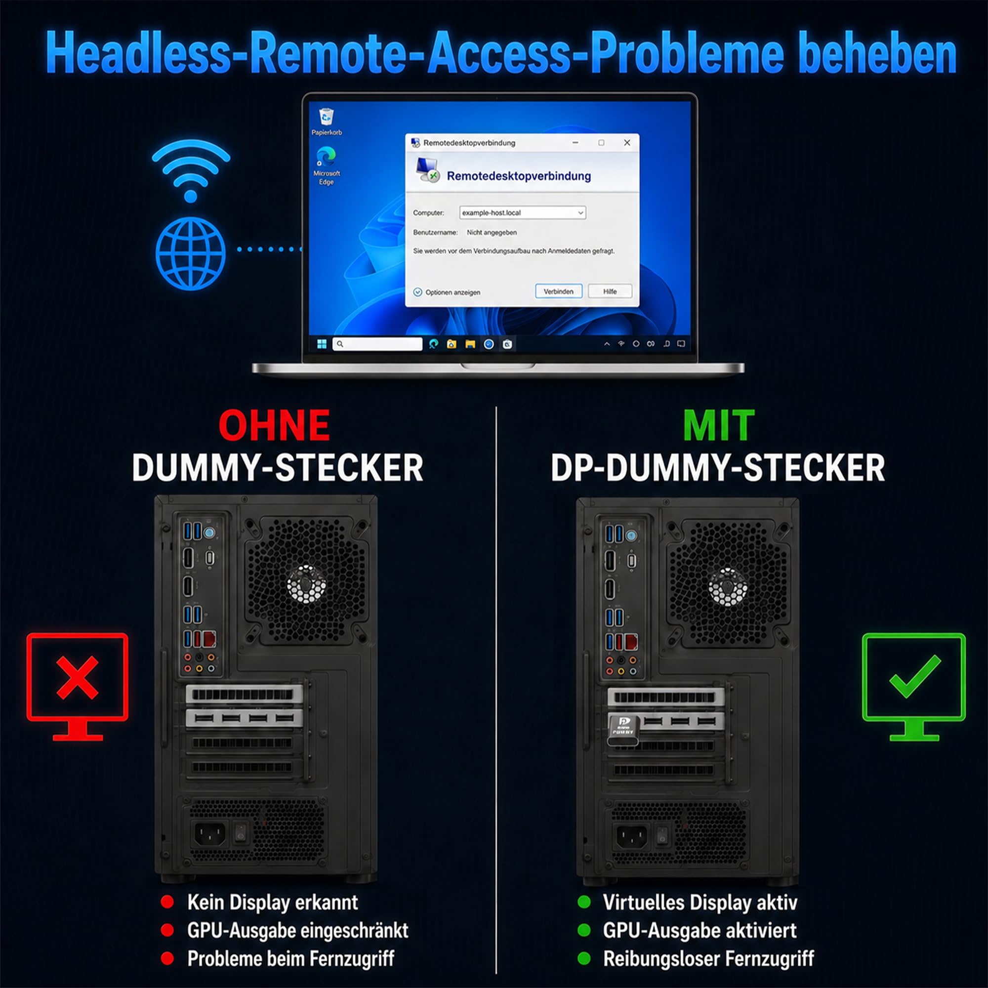 4K60Hz DP Dummy Plug,3840x2160@60Hz 1440P@120/144Hz 1080P@120/144/240Hz Virtual Display Emulator,displayport Dummy Plug,Headless Ghost Display Adapter, EDID Monitor (Grey, 1Pack)