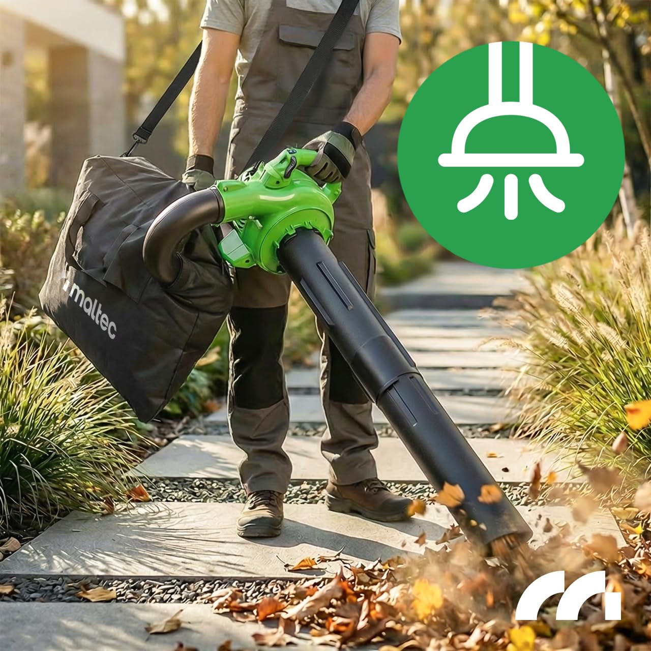 Benzin Laubsauger Laubbläser Gartenstaubsauger mit Häcksler MalTec MasterBlow7500W Motor 2-Takt 26cc Staubsauger Schredder