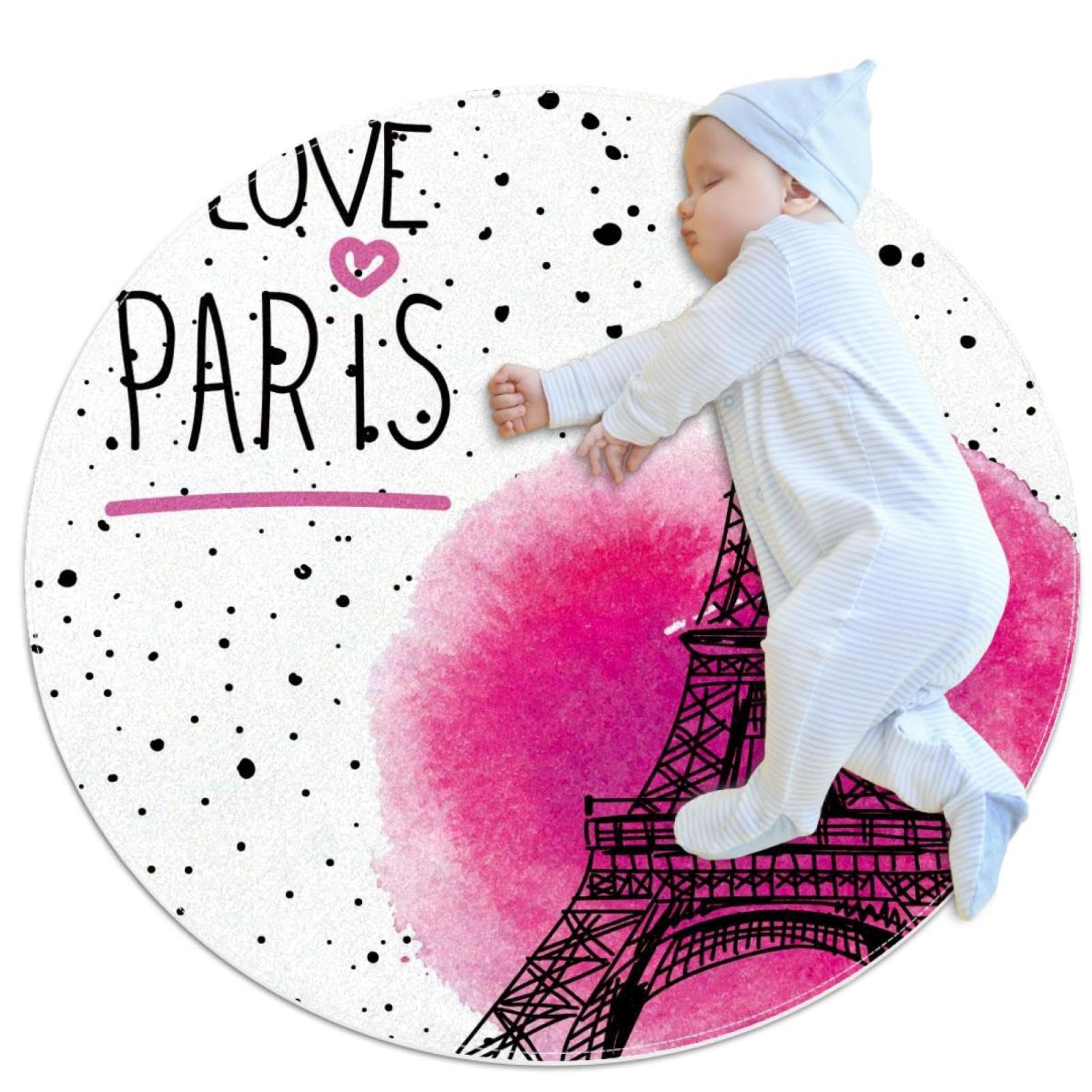 Tapis antidérapant Tour Eiffel 1m doux et sécurisé pour chambre d'enfant et bain