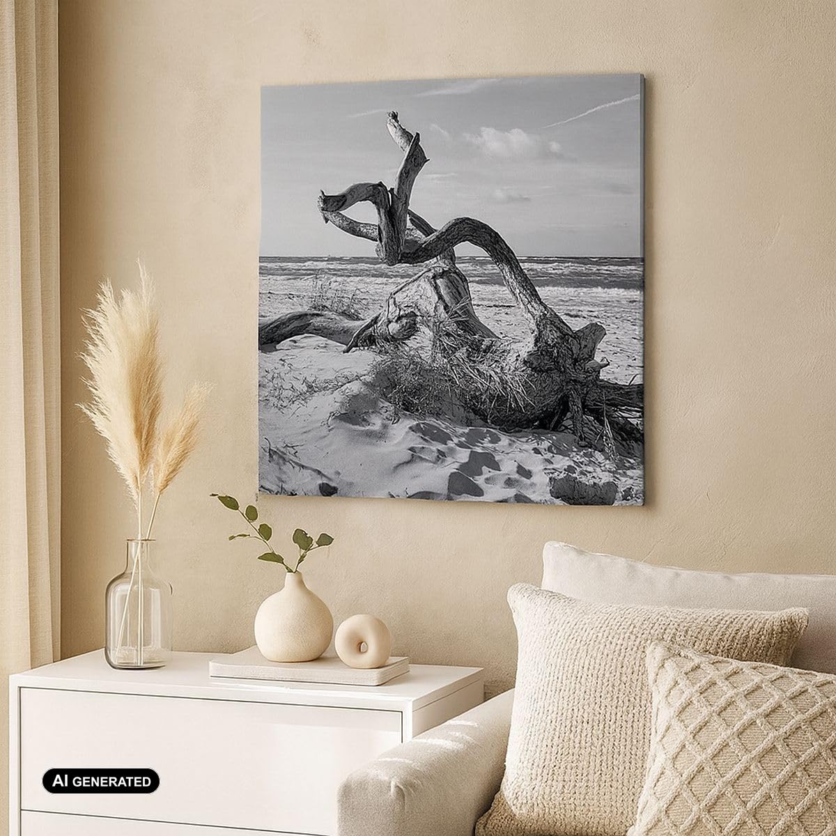 Stampe da Parete 70x70 cm Quadro su Tela Bianco e Nero Paesaggi - 5518