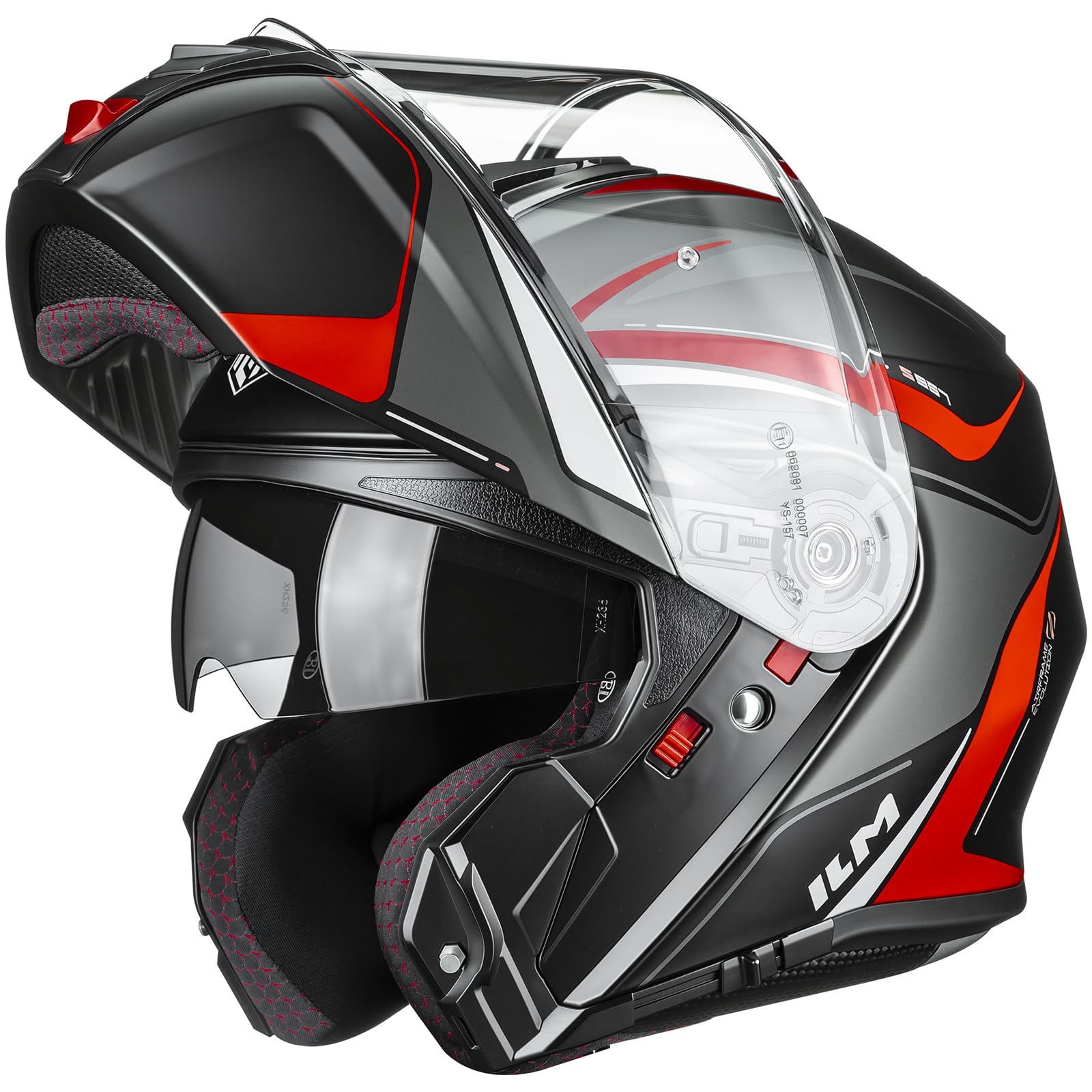 ILM Casque Modulable Moto Homme Femme avec Double Visière Casque Intégral Homologué ECE 22.06 Modèle FF957
