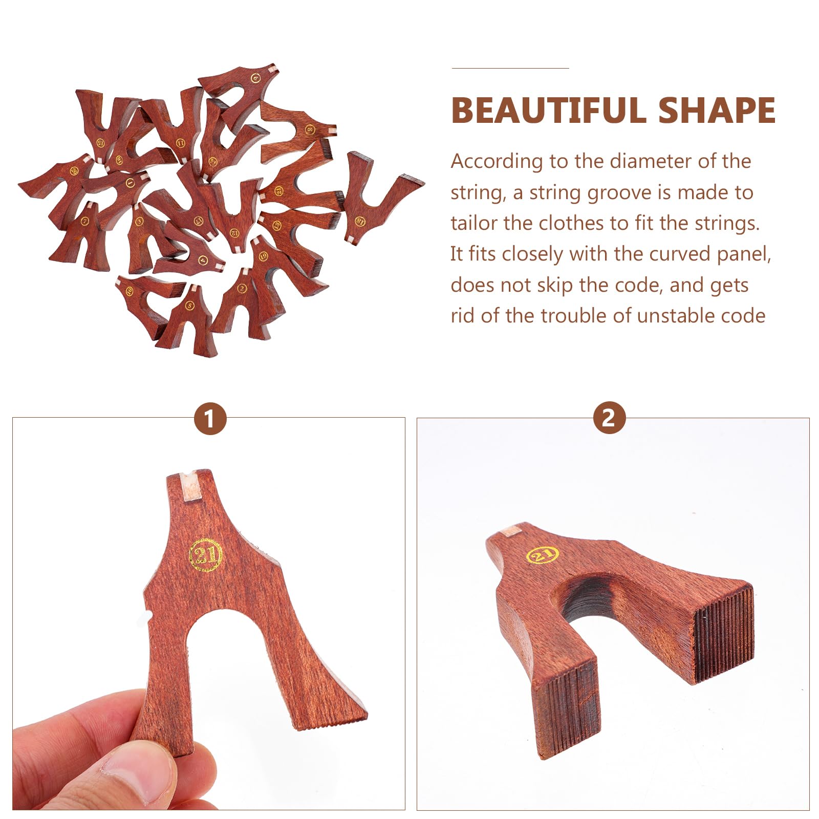 Abaodam 21pcs Light Brown Guzheng Bridges Support Pillars and Installation Accessories for Chinese Zither and Guzheng Instruments - Image 4