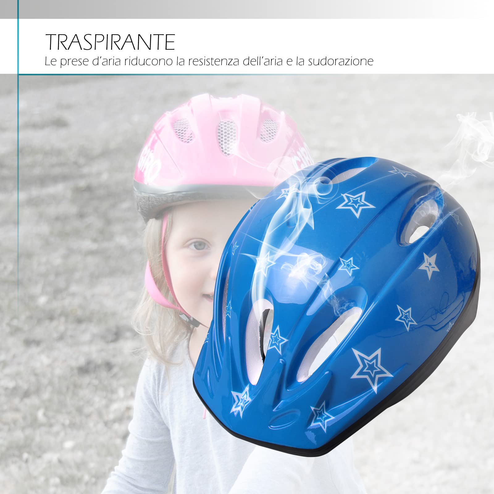 Casco Wisdom per Bambino in ABS con Schiuma EPS Chiusura Regolabile Colore Colore Blu
