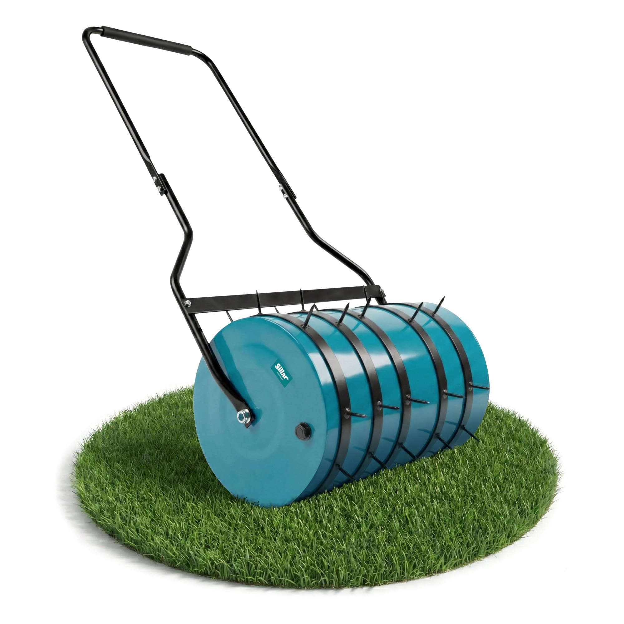 Sillar Anelli Aeratori per Rullo da Prato, 32 cm, Set di 5 Anelli con 30 Punte in Acciaio, Accessorio per Rullo da Giardino, Utensile Manuale per Arieggiare e Rigenerare Il Prato