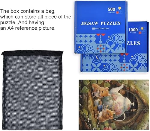 Miniatura 7 de Rompecabezas de ratones de jardín Eapot de 500 piezas para adultos, rompecabezas educativos de aprendizaje, juguetes familiares difíciles y